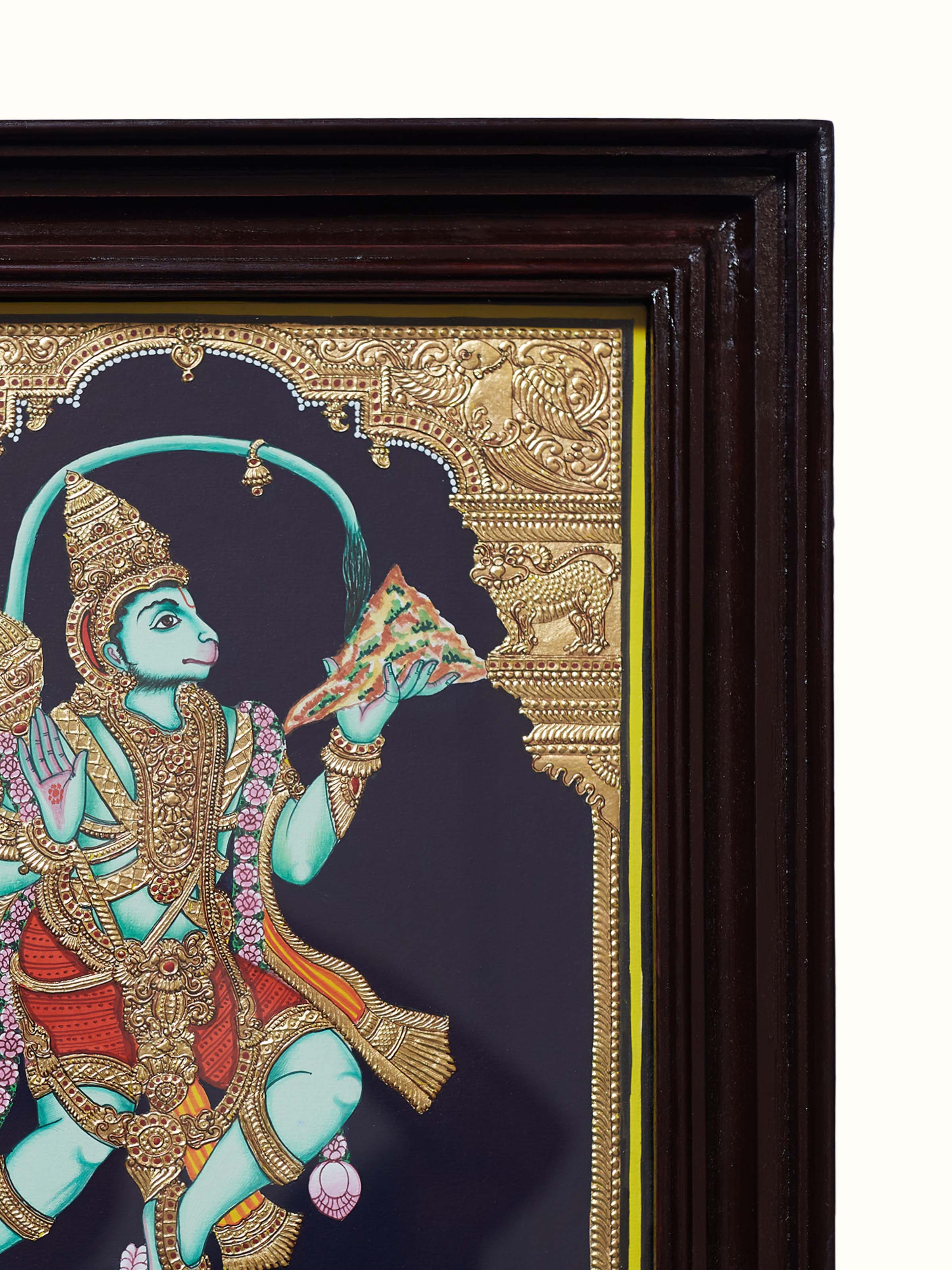 Sanjeevini Hanuman Mysore Teak Wood Painting