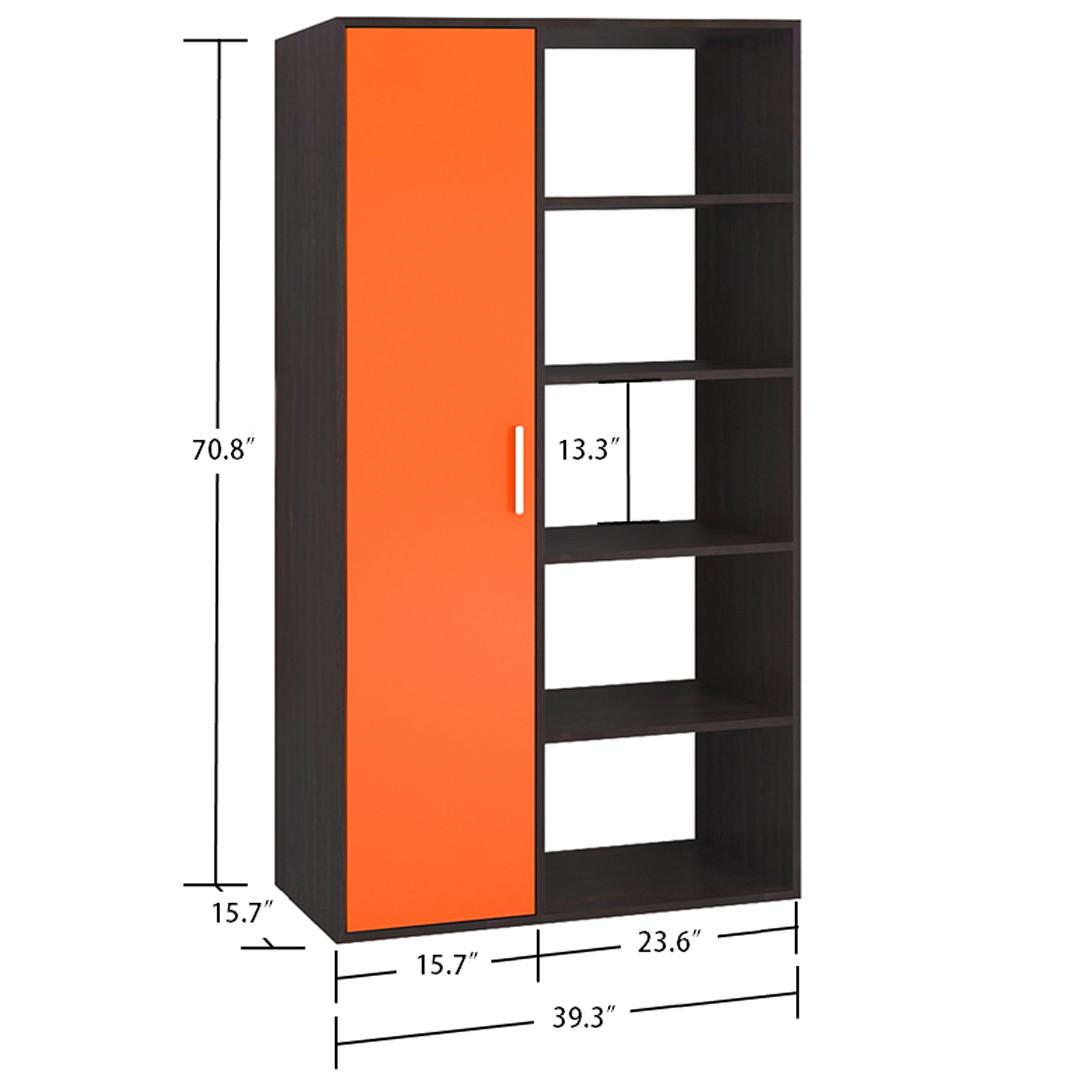 Nikola Large Crockery cum Bookshelf and Divider Unit in Antique Ebony Light Orange Colour