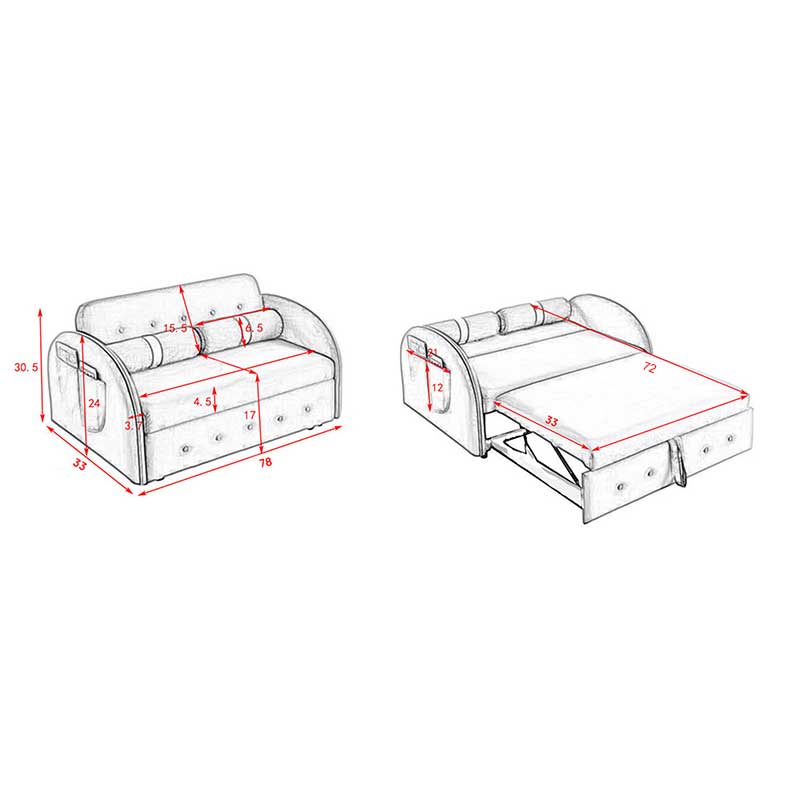 Jayen 3 Pull Out Sofa Cum Bed In T Blue Colour