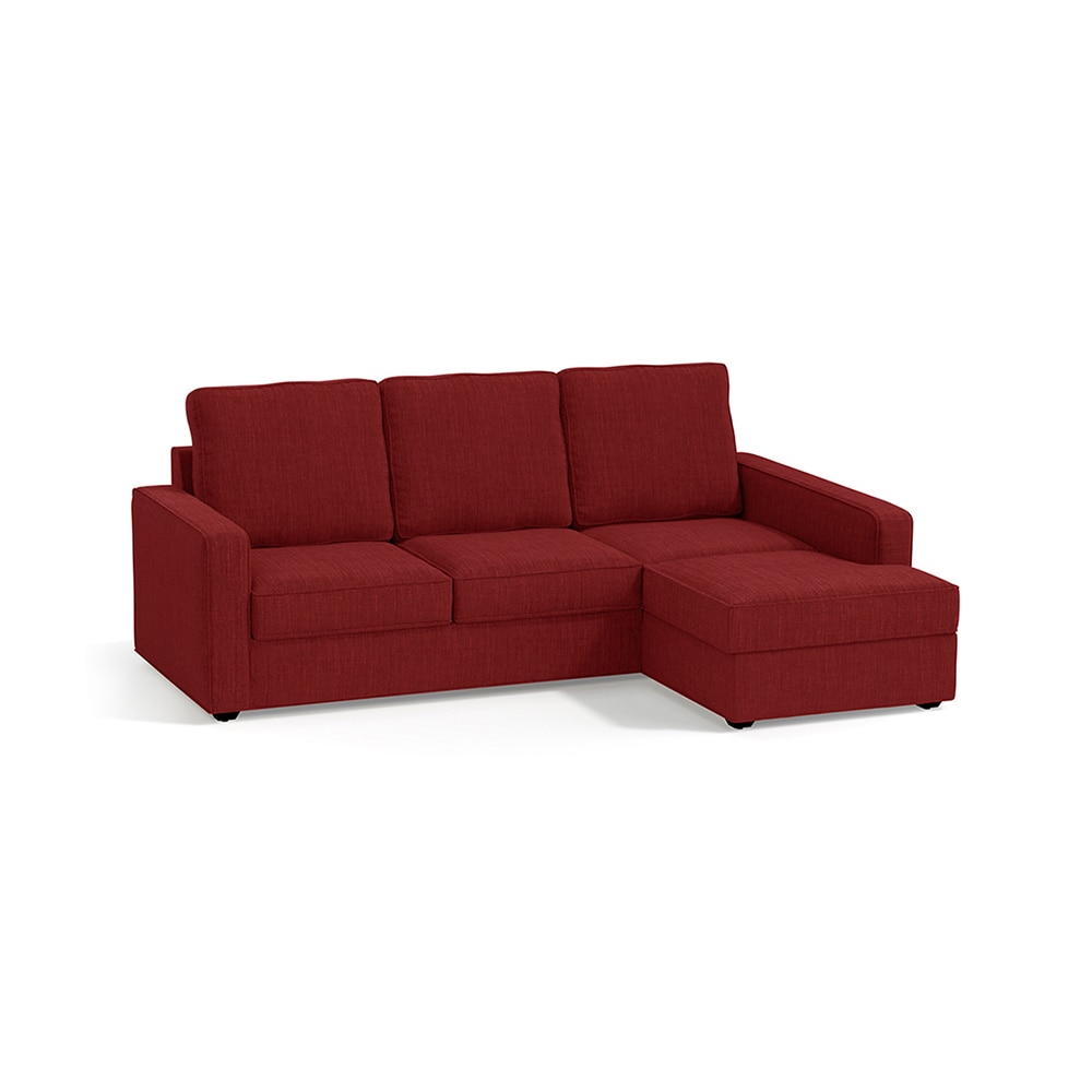 Apollo Sofa (Colour : Salsa Red, Cushion : Soft, Back Type : High Back, Seating Capacity : Right Aligned 2 Seater + Right Aligned Chaise) - Urban Ladder
