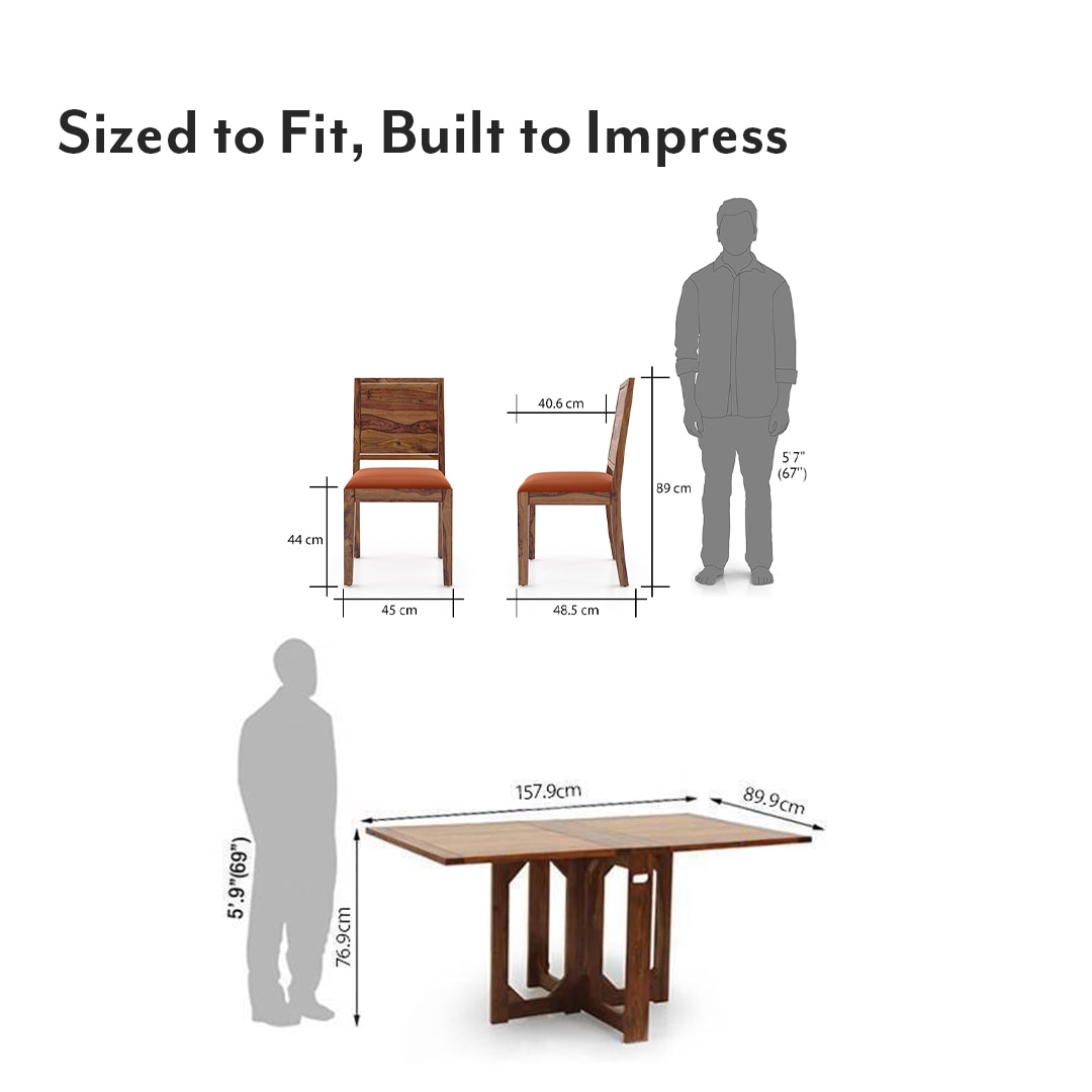 Danton Oribi Solid Wood 6 Seater Dining Table With Set Of 6 Chairs