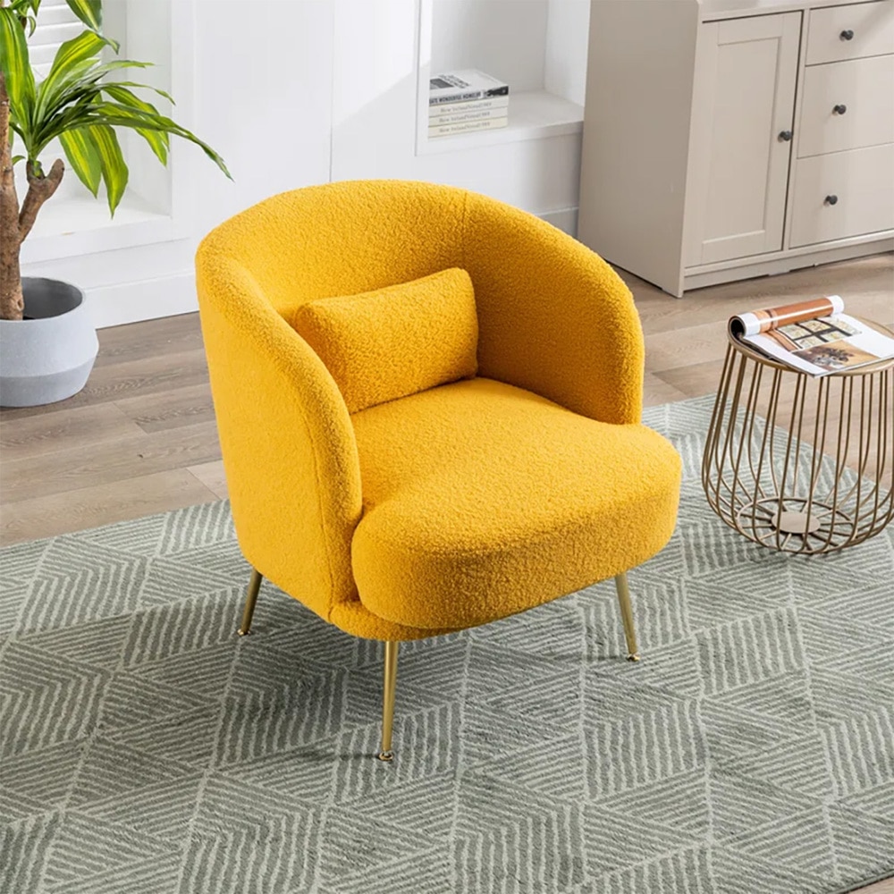 CITIUM Fabric Accent Chair in Yellow Colour - Doe Buck