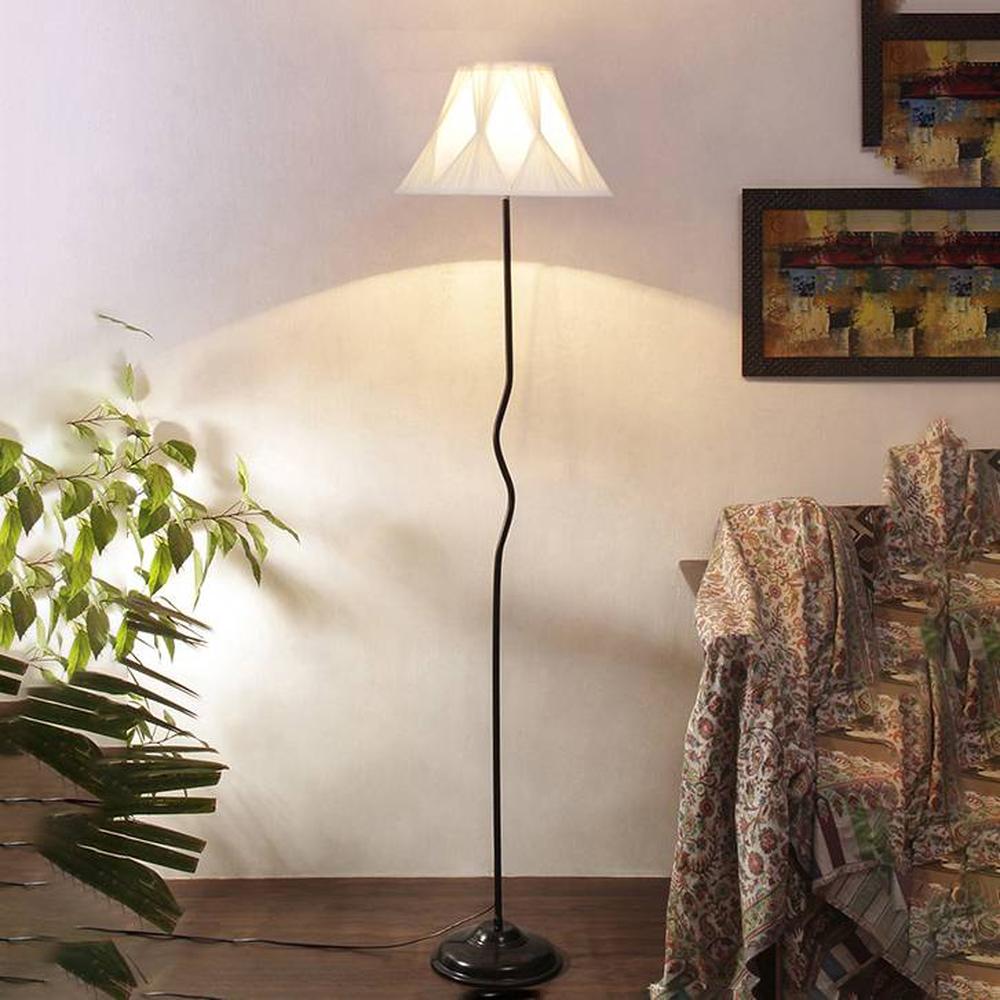 Tallulah Off-White Cotton shade with Iron floor lamp