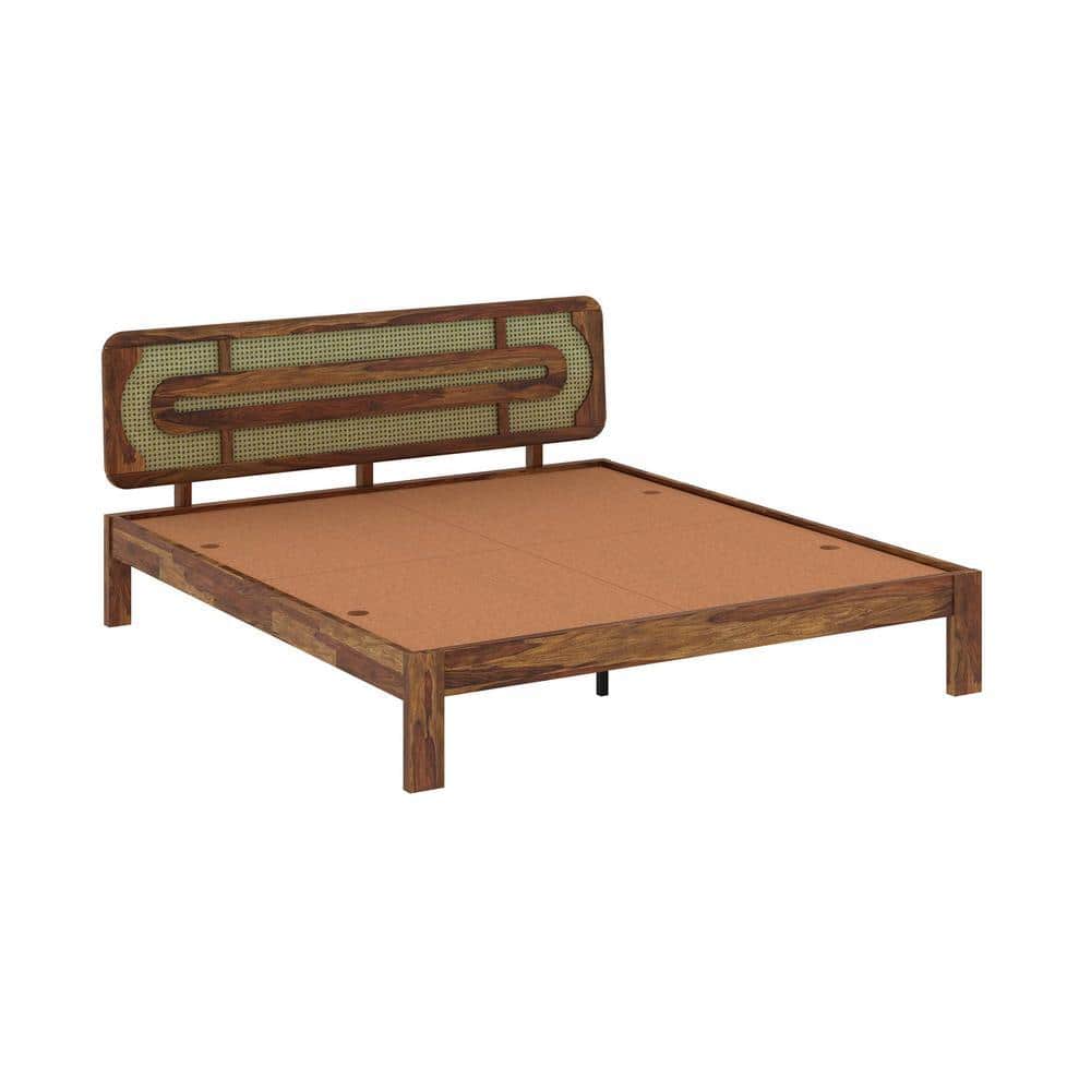 Seaside Solid Wood King Size Non Storage Bed In Provincial Teak Finish