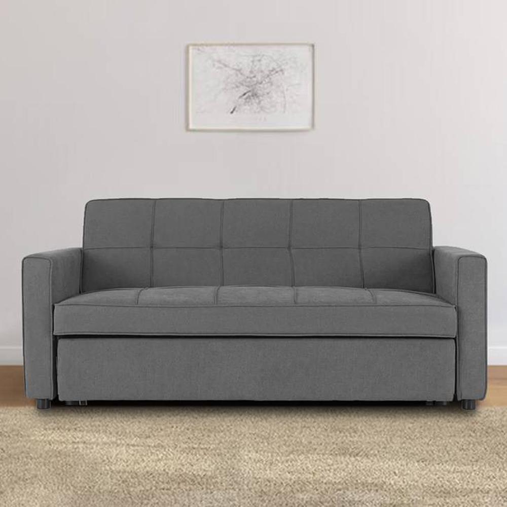 Medas 3 Pull Out Sofa Cum Bed In Dark Grey Colour