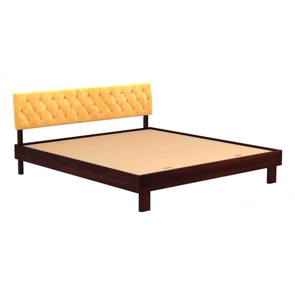 Davis Solid Wood Queen Size Non Storage Bed In Walnut Finish