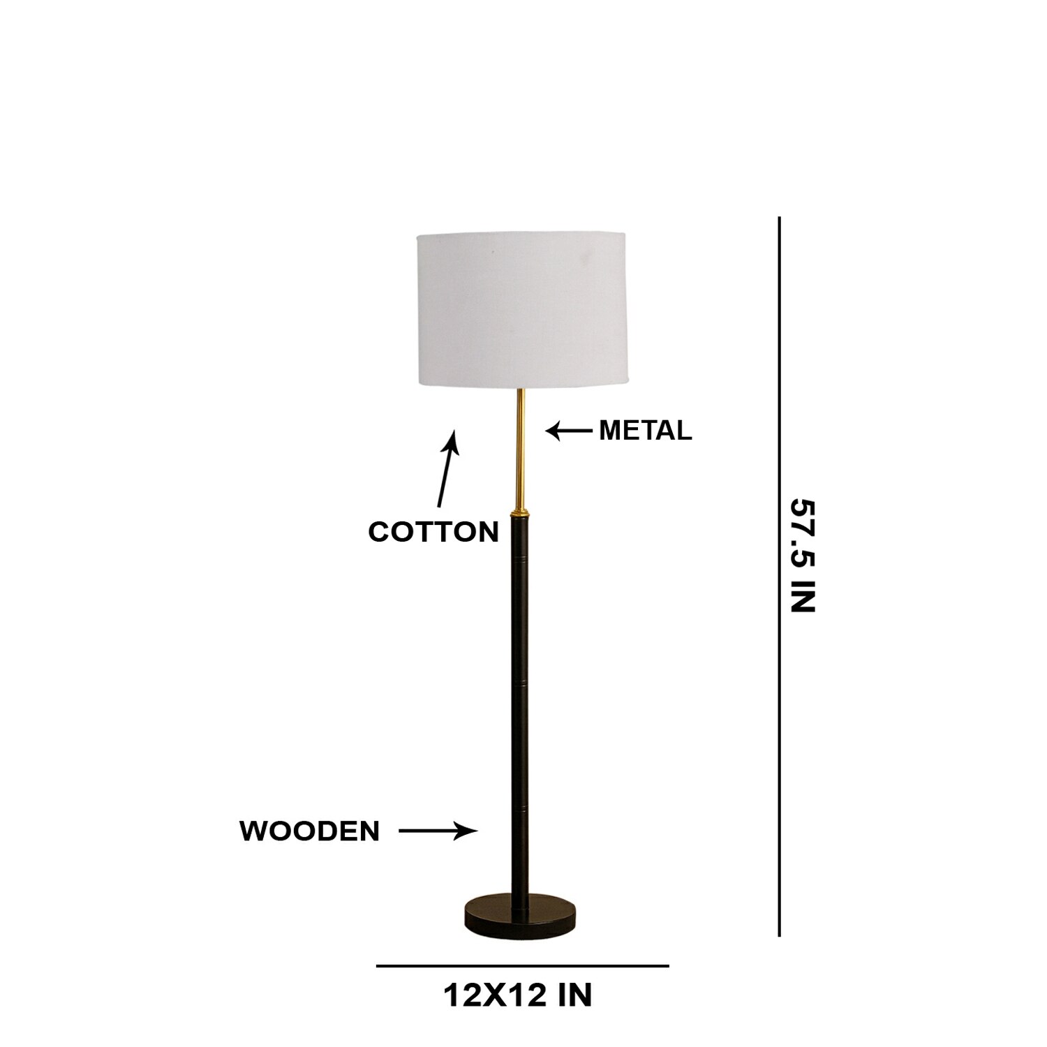 Devansh Wood & Metal Floor Lamp