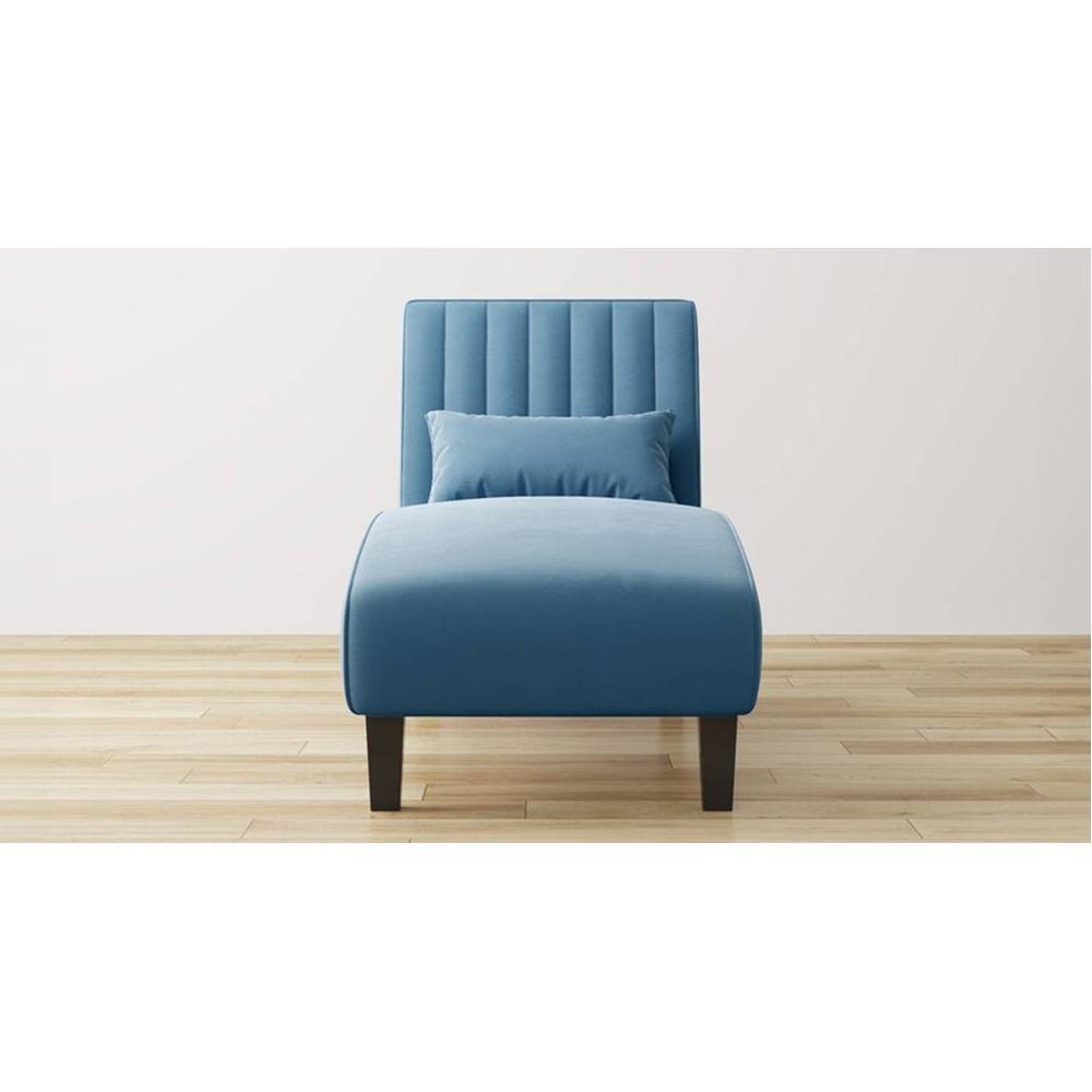 Fiest Velvet Chaise Launger in Blue Colour