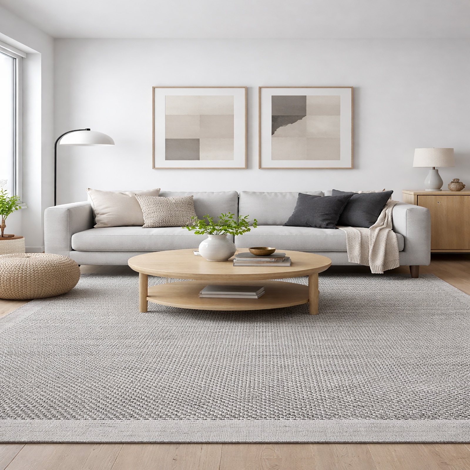 Mist Loop Wool Rectangle Carpets Hand Knotted in Grey Colour - The Woven Legacy