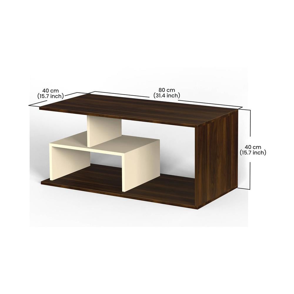 Smohn Engineered Wood Coffee Center Sofa Tea/Teapoy Console Table (Brown Maple & Beige)