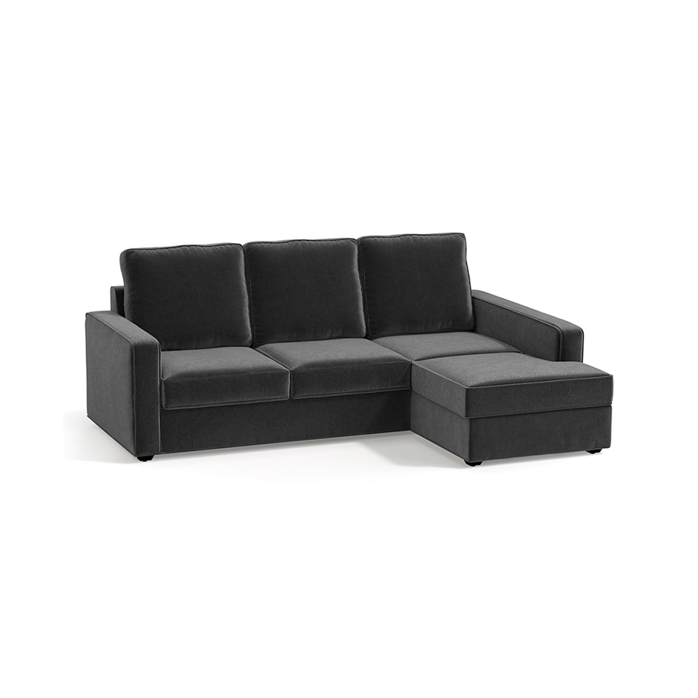 Apollo Compact Sofa (Colour : Pebble Grey, Cushion : Soft, Back Type : High Back, Seating Capacity : Right Aligned 2 Seater + Right Aligned Chaise) - Urban Ladder