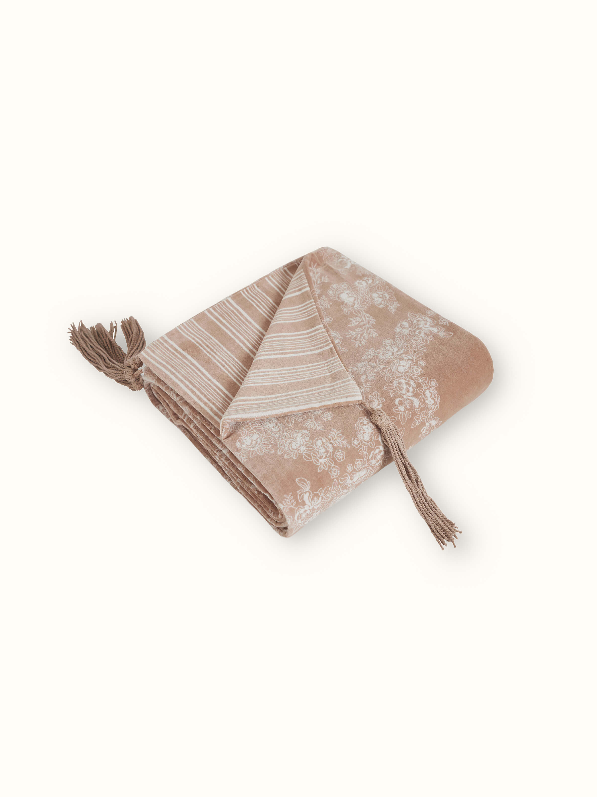 Shivranjini Handblock Printed Beige Floral Border Throw