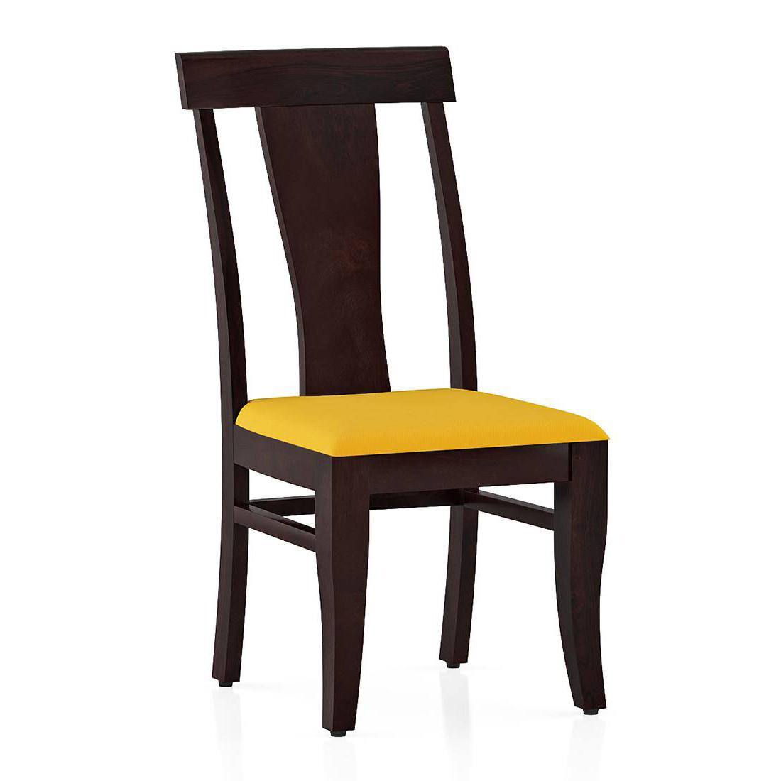 Arabia-Fabio 4 Seater Dining Table With Set Of 4 Chairs (Colour- Matty Yellow, Finish- Mahogany)