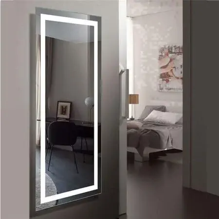Full-Length Bedroom Dressing Mirror with Lights Adjustable LED Standing Mirror