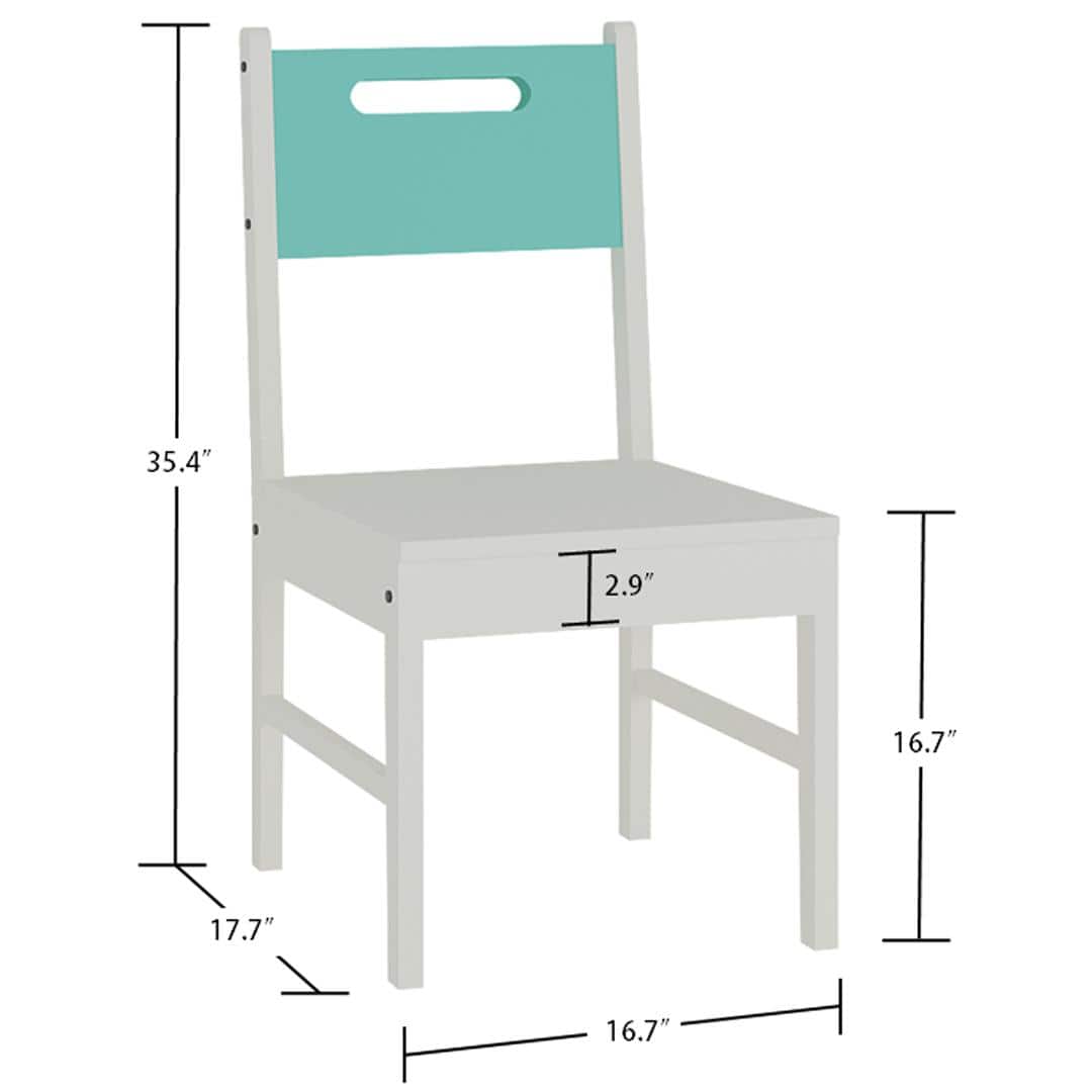 Royale Kids Study Set with Folding Desk cum Bookshelf and Wooden Chair in Misty Turquoise Colour