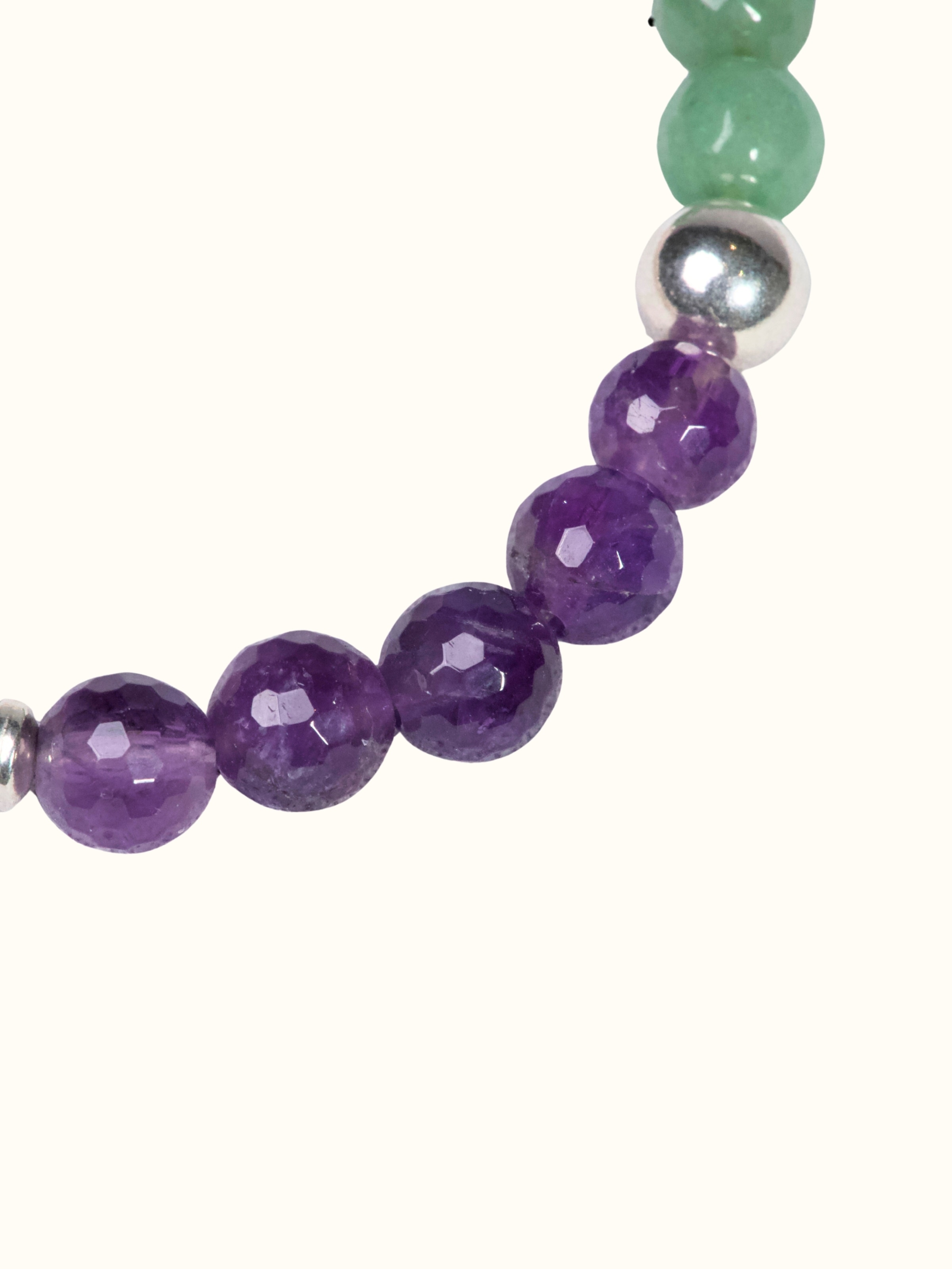 Gemstone Rose Quartz, Amethyst & Green Aventurine Silver Bracelet