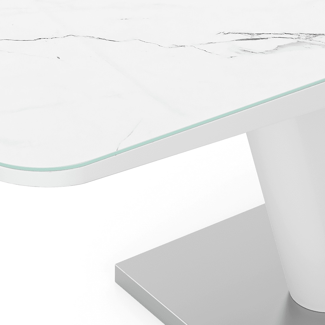 Caribu 4 To 6 Extendable Dining Table With Set Of 6 Doris Swivel Accent Chairs (Colour- White Leatherette, Finish- White High Gloss)