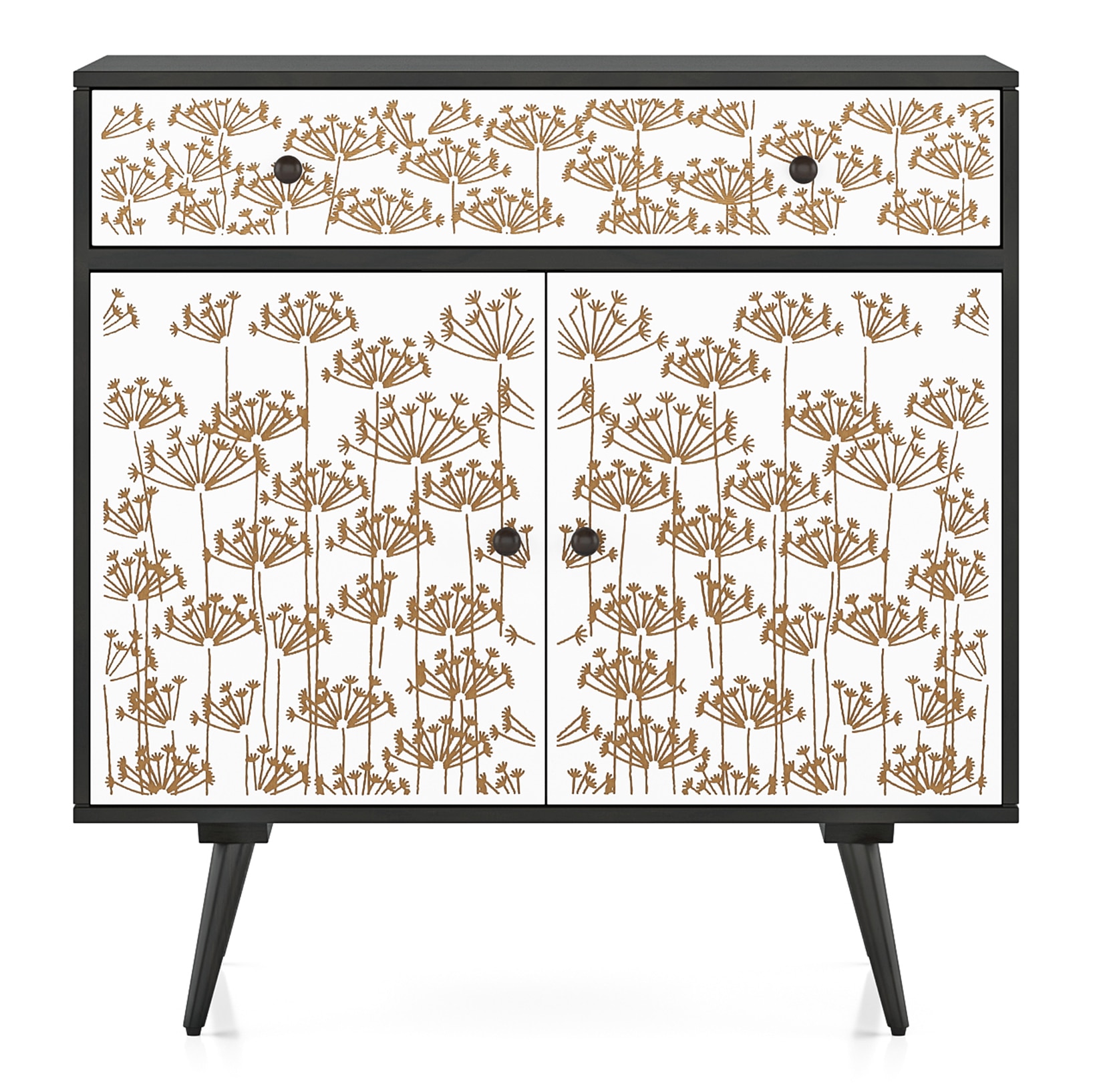 Fleur Solid Wood Sideboard in White & American Walnut finish