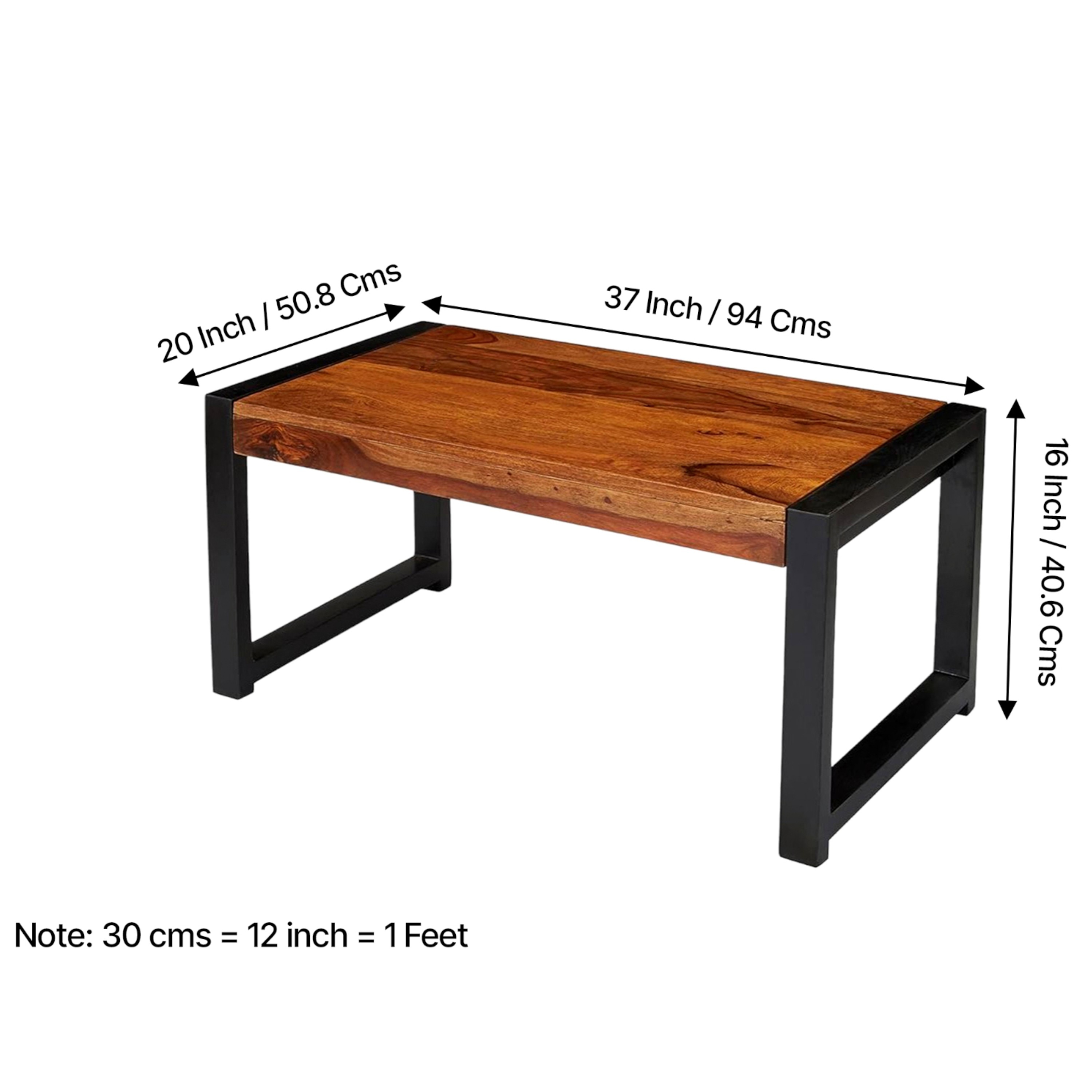 Hamstreet Sheesham Wood Contemporary Rectangle Coffee Table In Natural Teak Finish