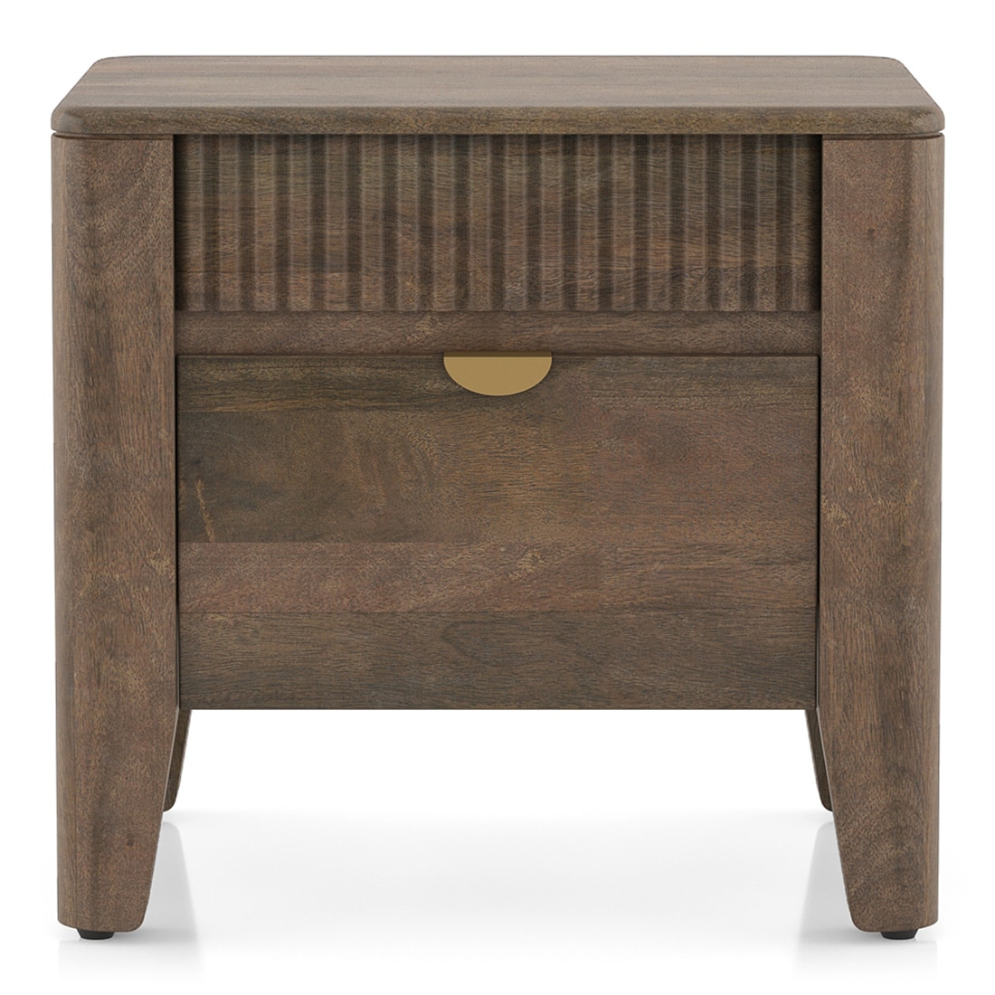 Toledo Solid Wood Bedside Table In Danish Walnut Finish