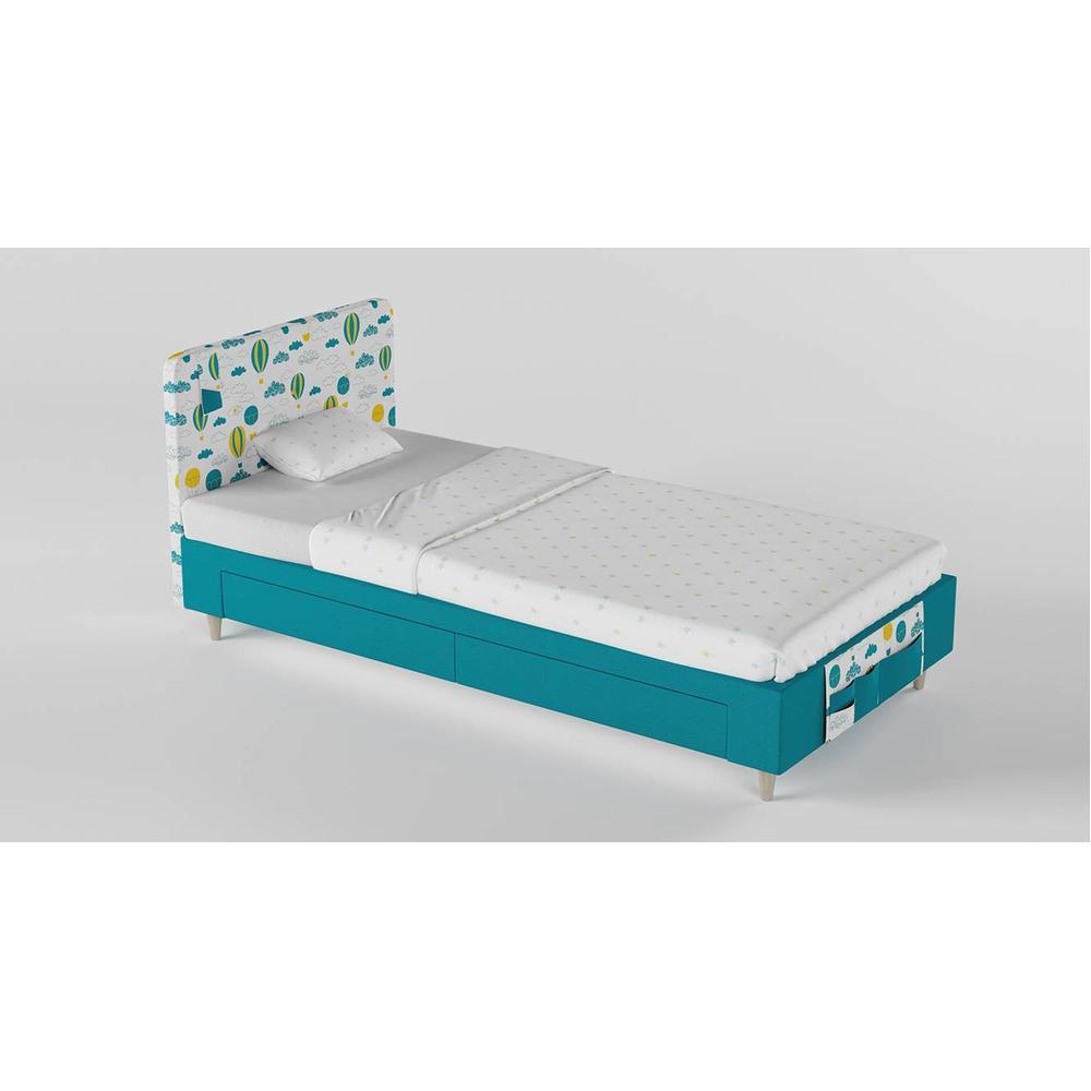 Color Play Engineered Wood Drawer Storage Bed in Blue Colour