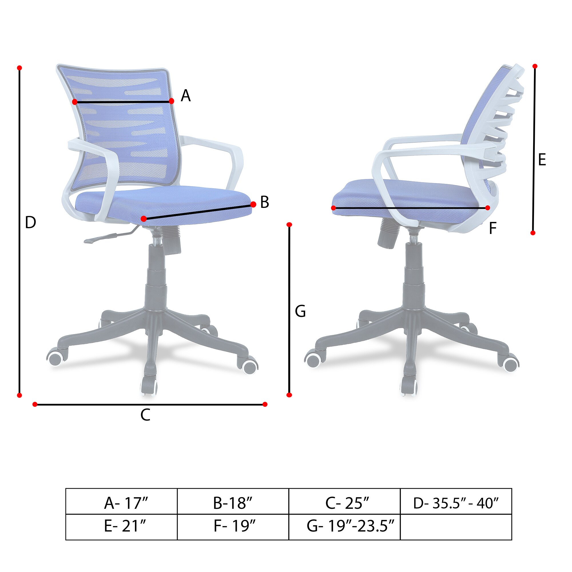 Xxeana Mid Back Ergonomic Chair in Blue Colour