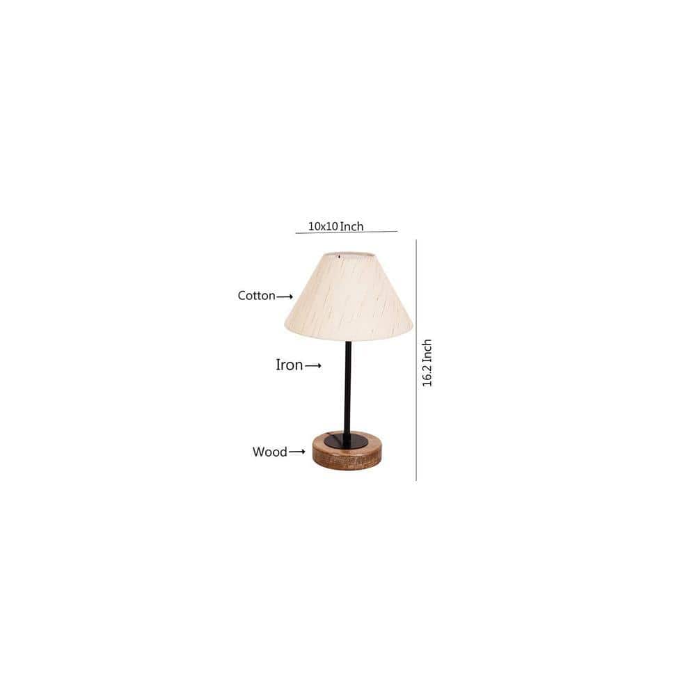 Jericho Off White Fabric Shade Table Lamp with Natural Wood & Iron Base