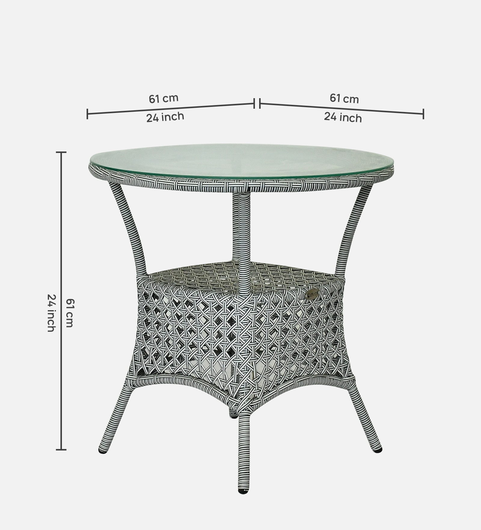 Esperance  Wicker Table And Chair Set In  White And Black Finish