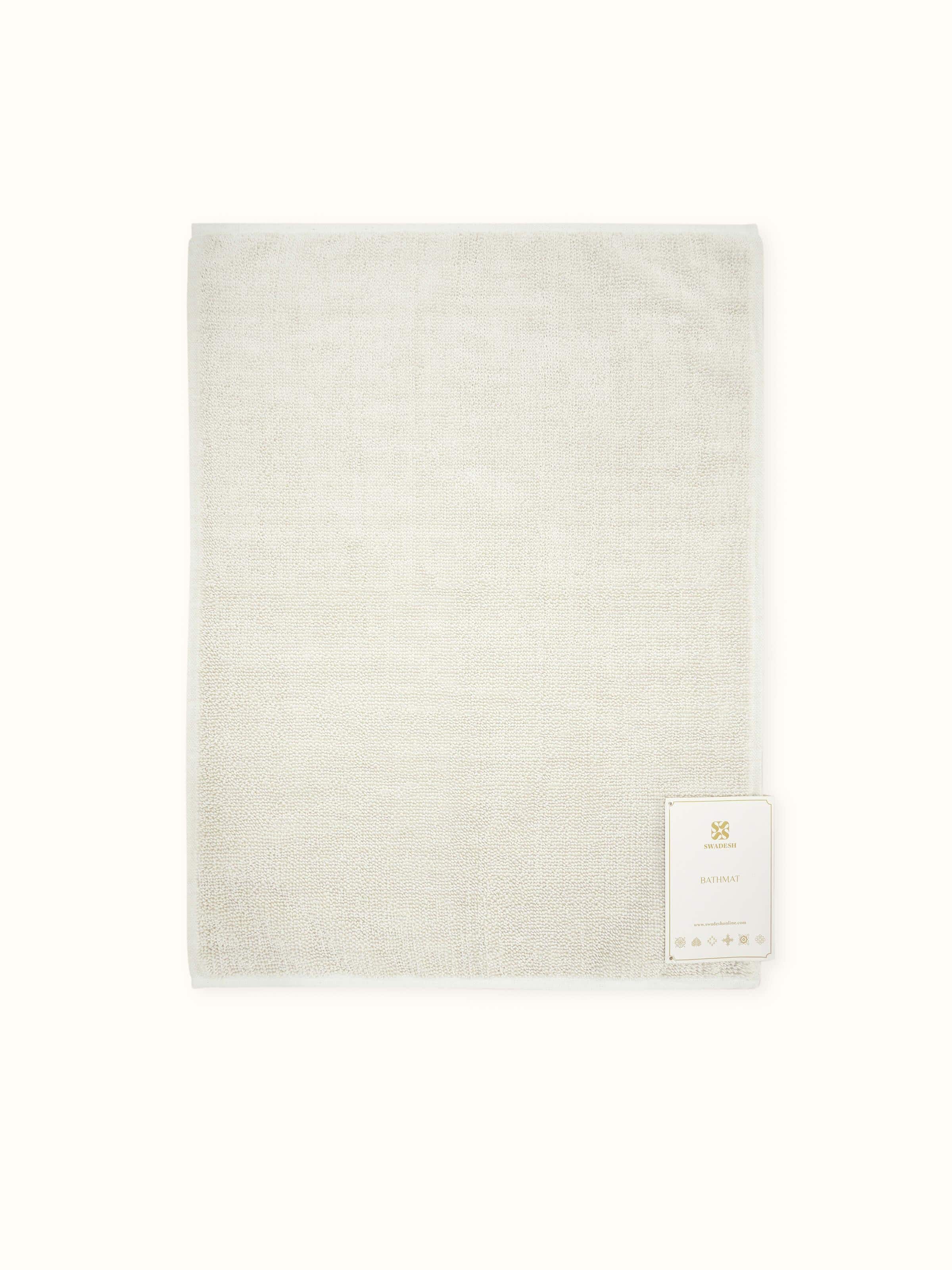 Nityam Solid Ivory Cotton Bath Mat