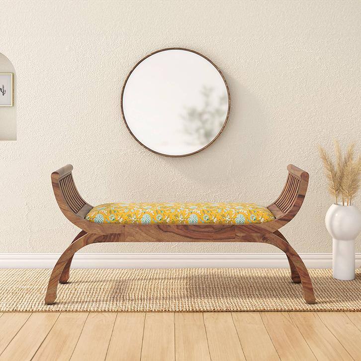 Magnolia Solid Wood Dining Bench In Teak Finish