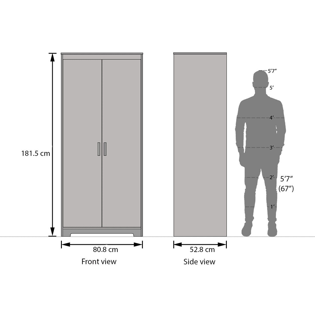 Hilton 2 Door Wardrobe With Lock in Chestnut Acacia Finish