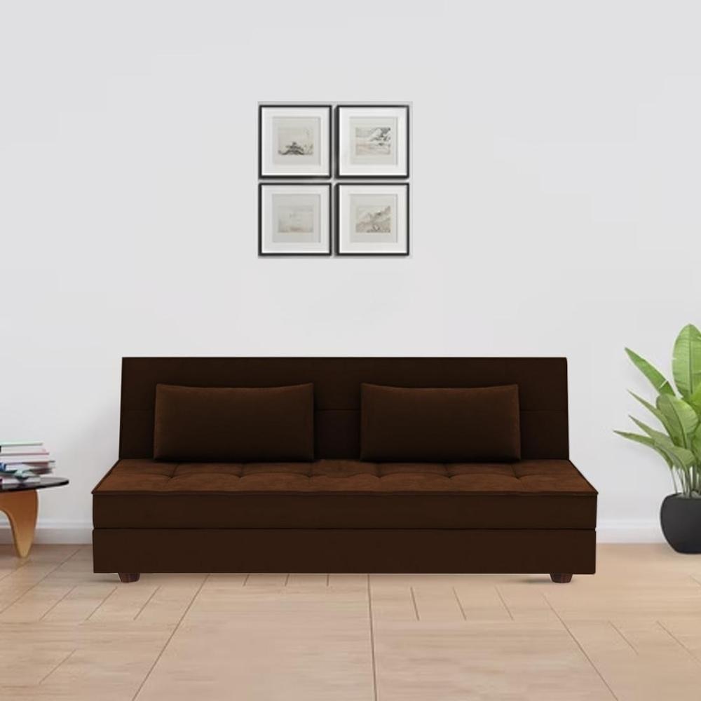 Merson 3 Seater Fold Out Sofa cum Bed  in Brown Colour - Home Lifestylez