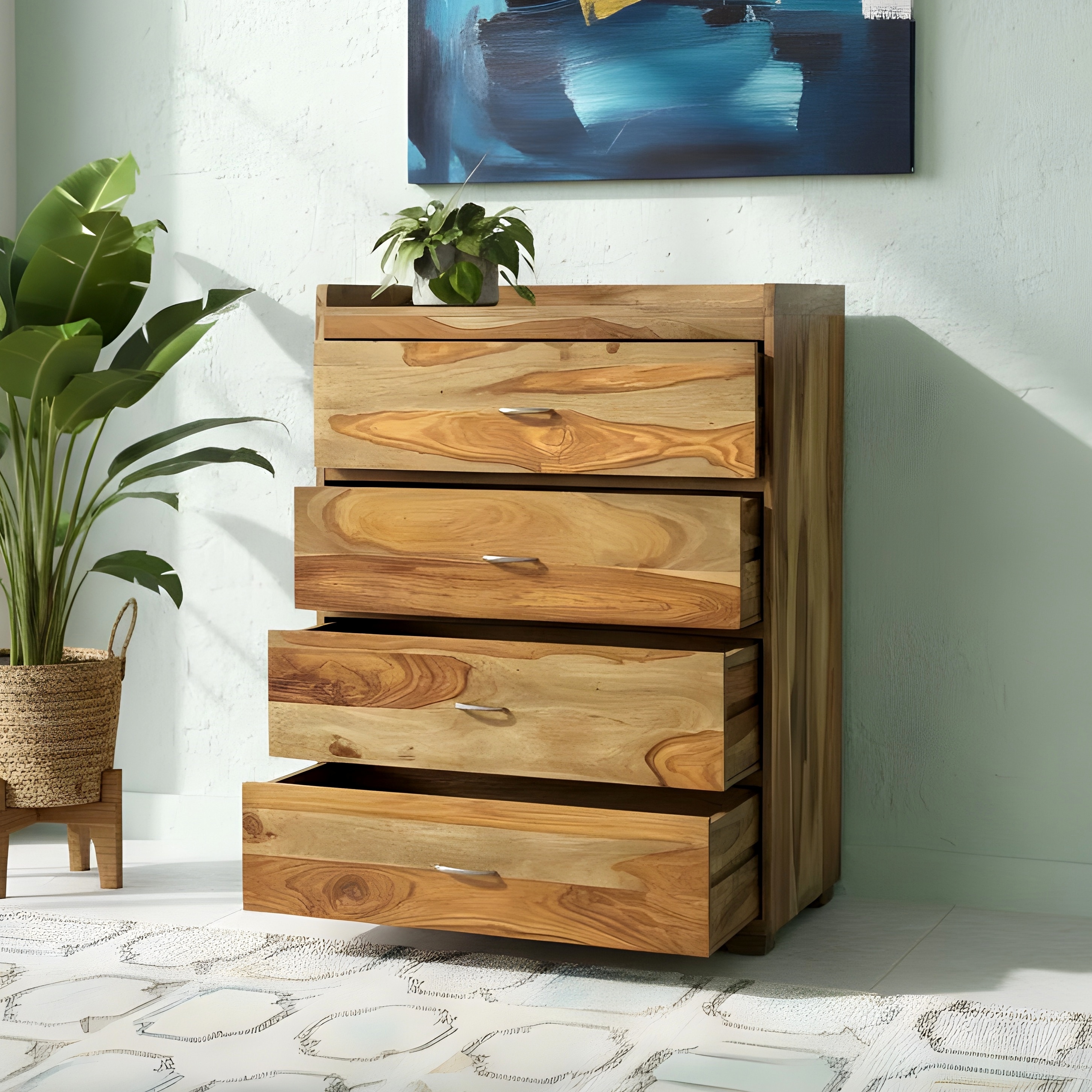 Elder Sheesham Wood Chest of Drawers in TEAK FINISH