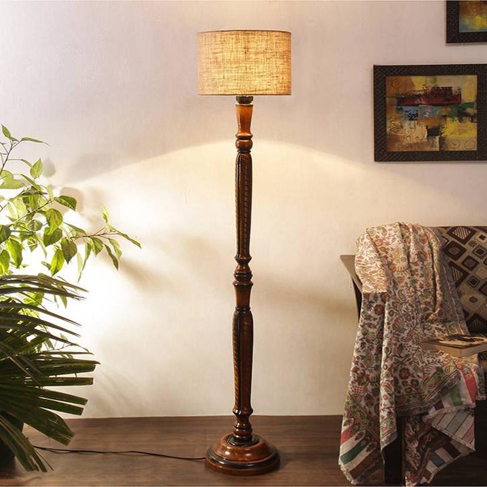 Brendan Brown Cotton Shade Floor Lamp