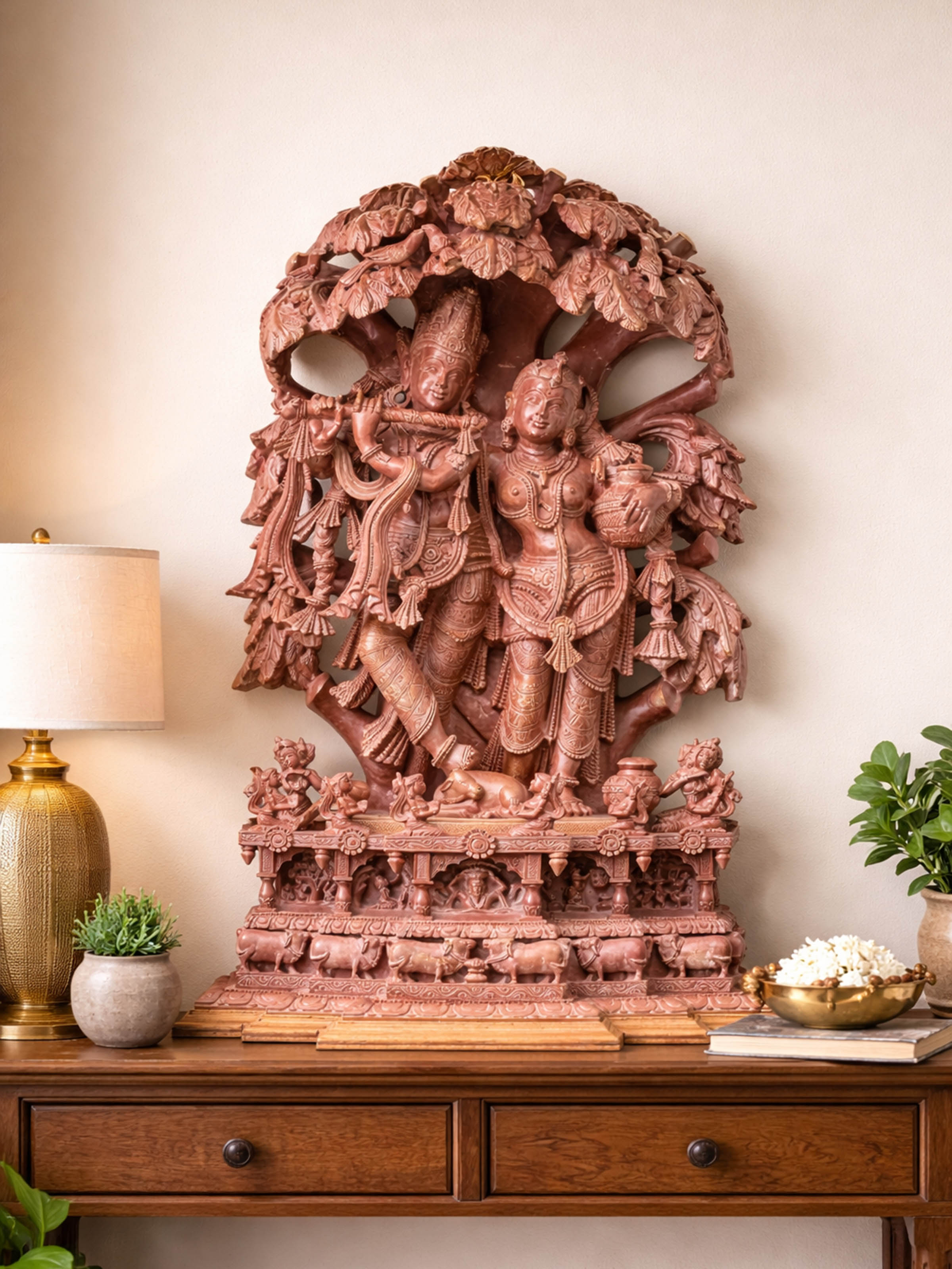 Stone Carved Radha Krishna Idol