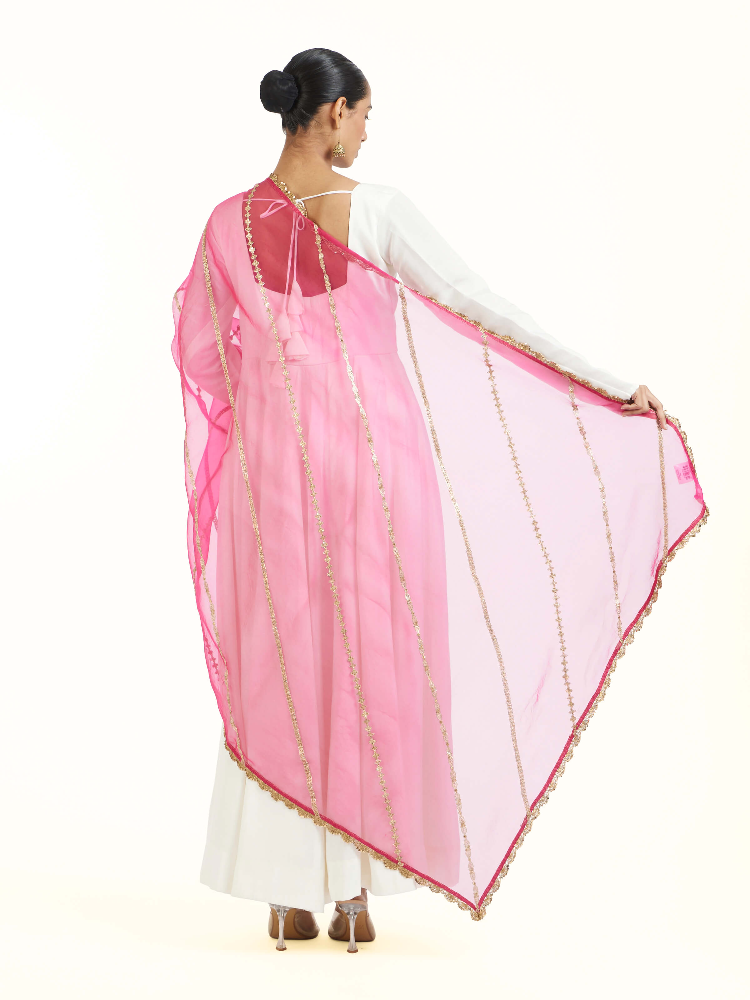 Pink Hand Embroidered Dupatta