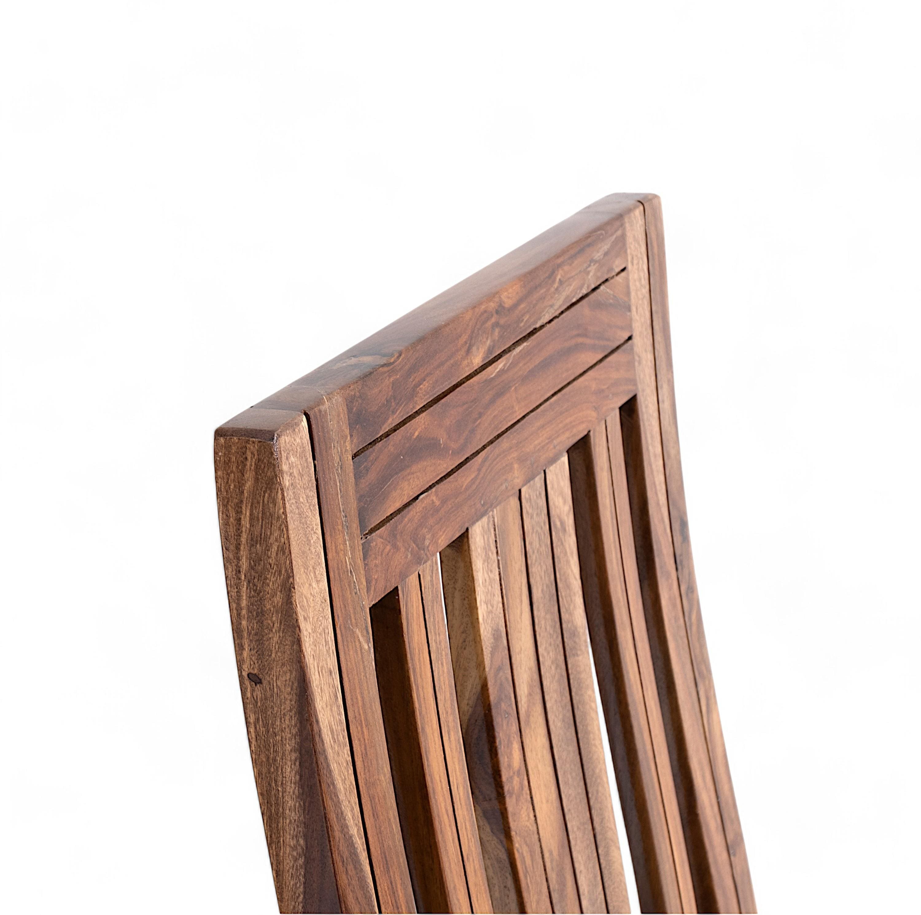 Columbus Sheesham Wood Dining Chair Set of 2 in Teak Finish