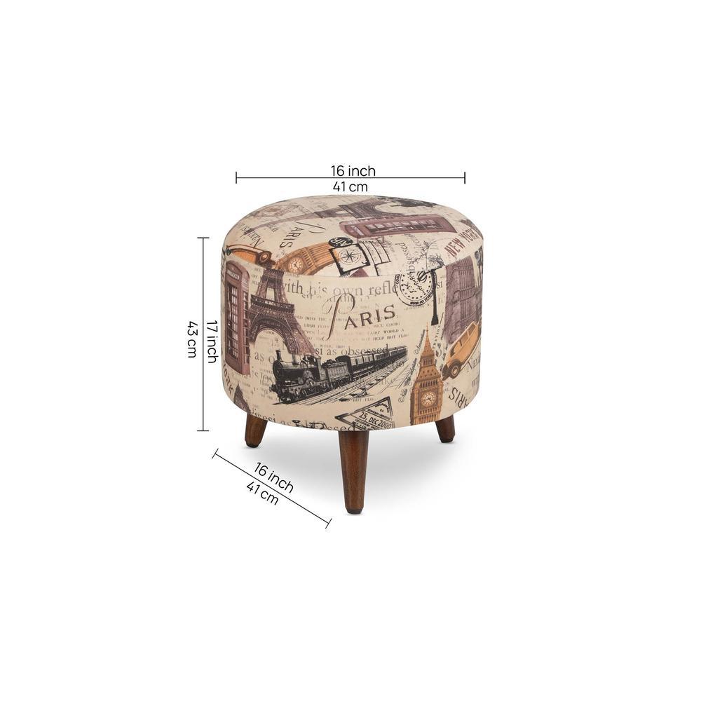 Ryder Solid Wood  Ottomon in  Beige Colour