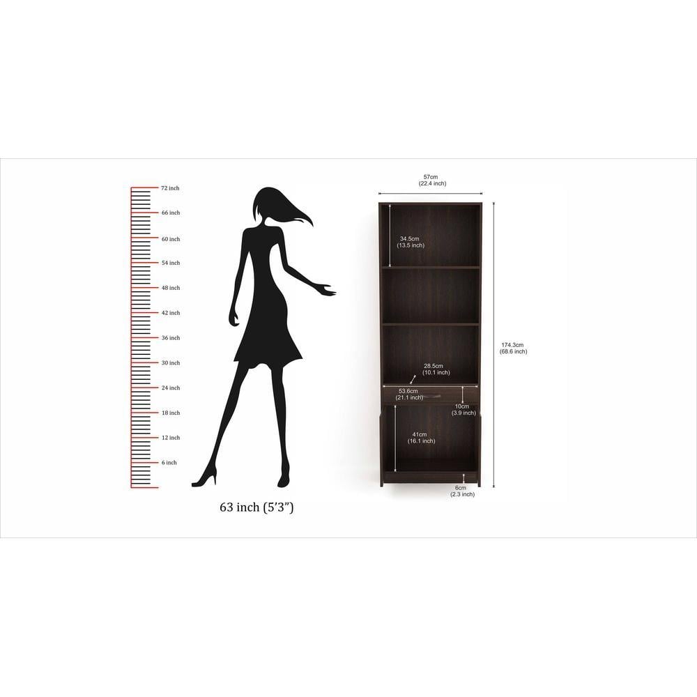 Seonn Engineered Wood Bookshelf in Wenge Finish