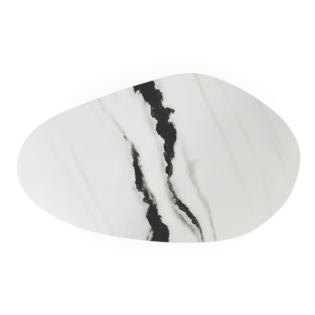 Oaklen Metal Coffee Table In Panda Black And White Marble And Chrome Base Finish