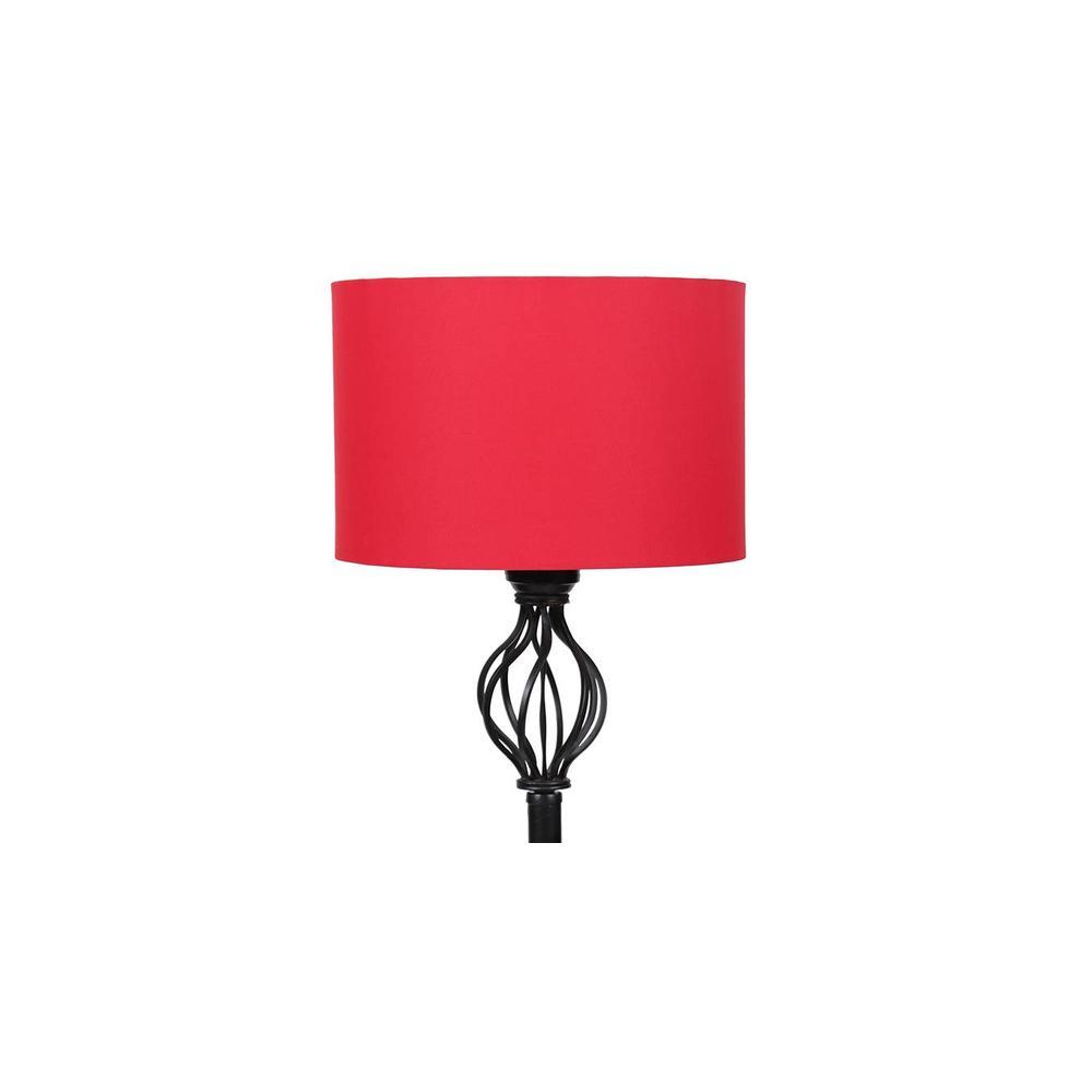 Asher Black Cotton Shade Floor Lamp