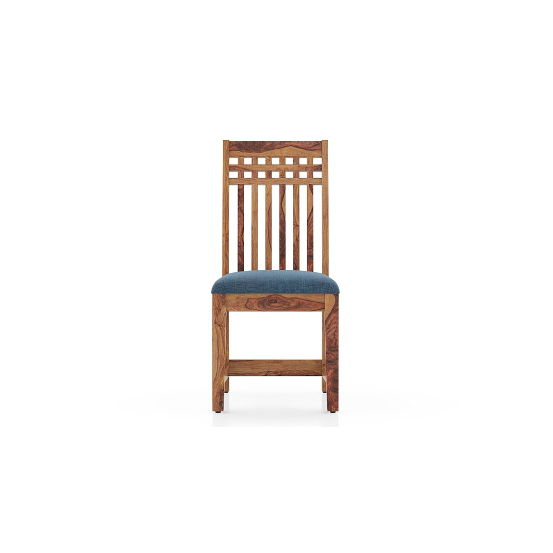 Diego Dining Chair In Teak, Fabric Midnight Indigo Blue