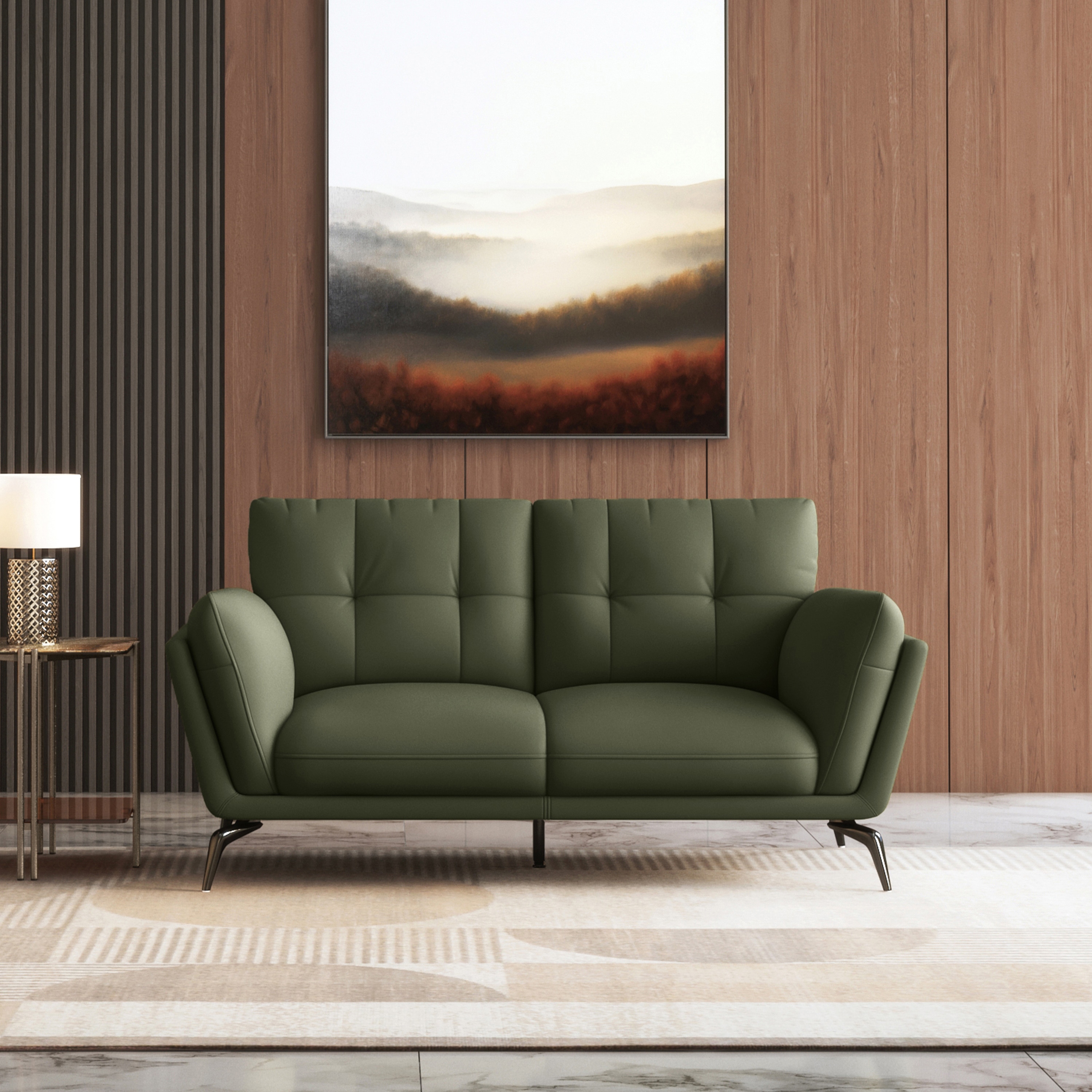 Vetra 2 Seater Leather Sofa In Olive Colour
