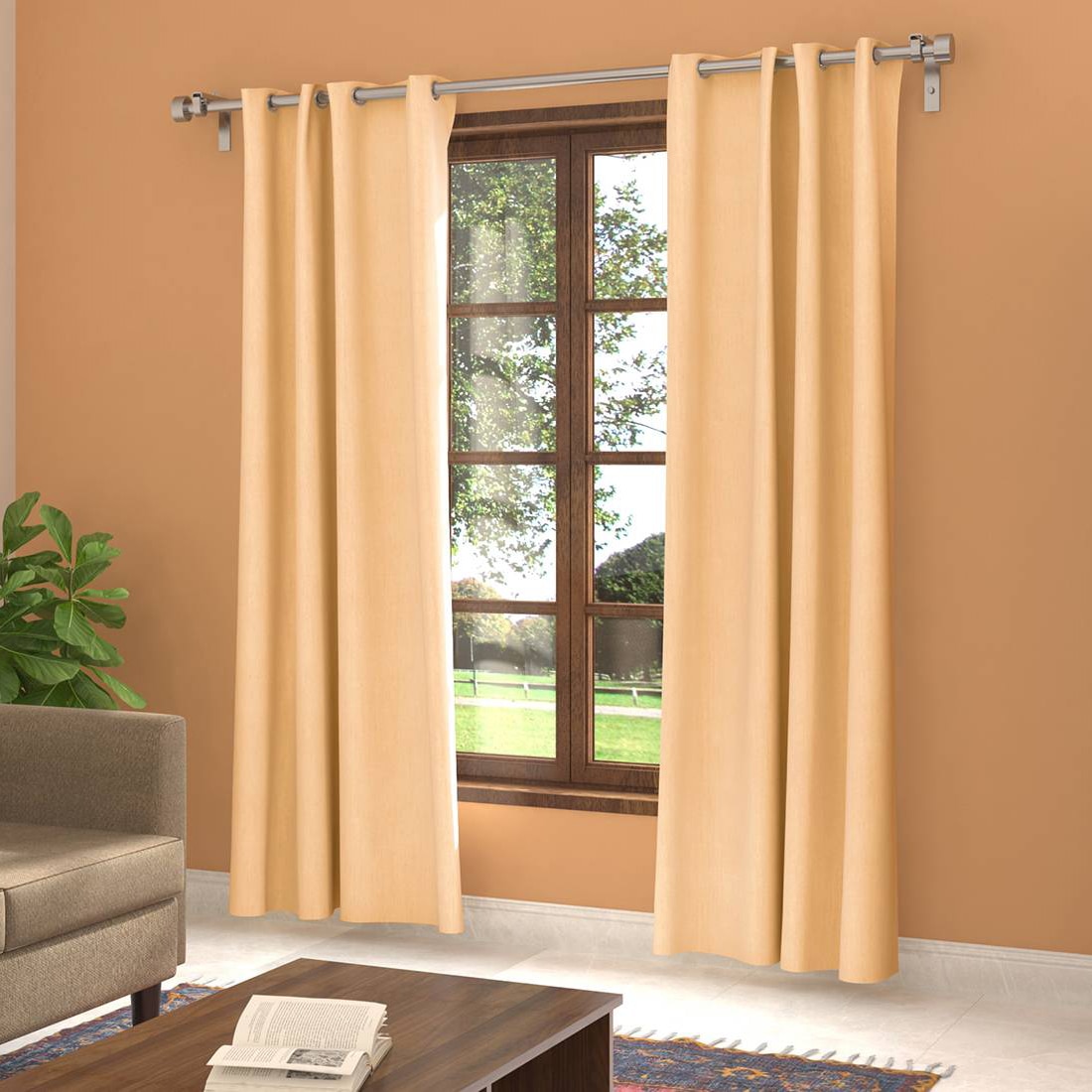 Dawn Beige Polyester Room Darkening Door Curtain