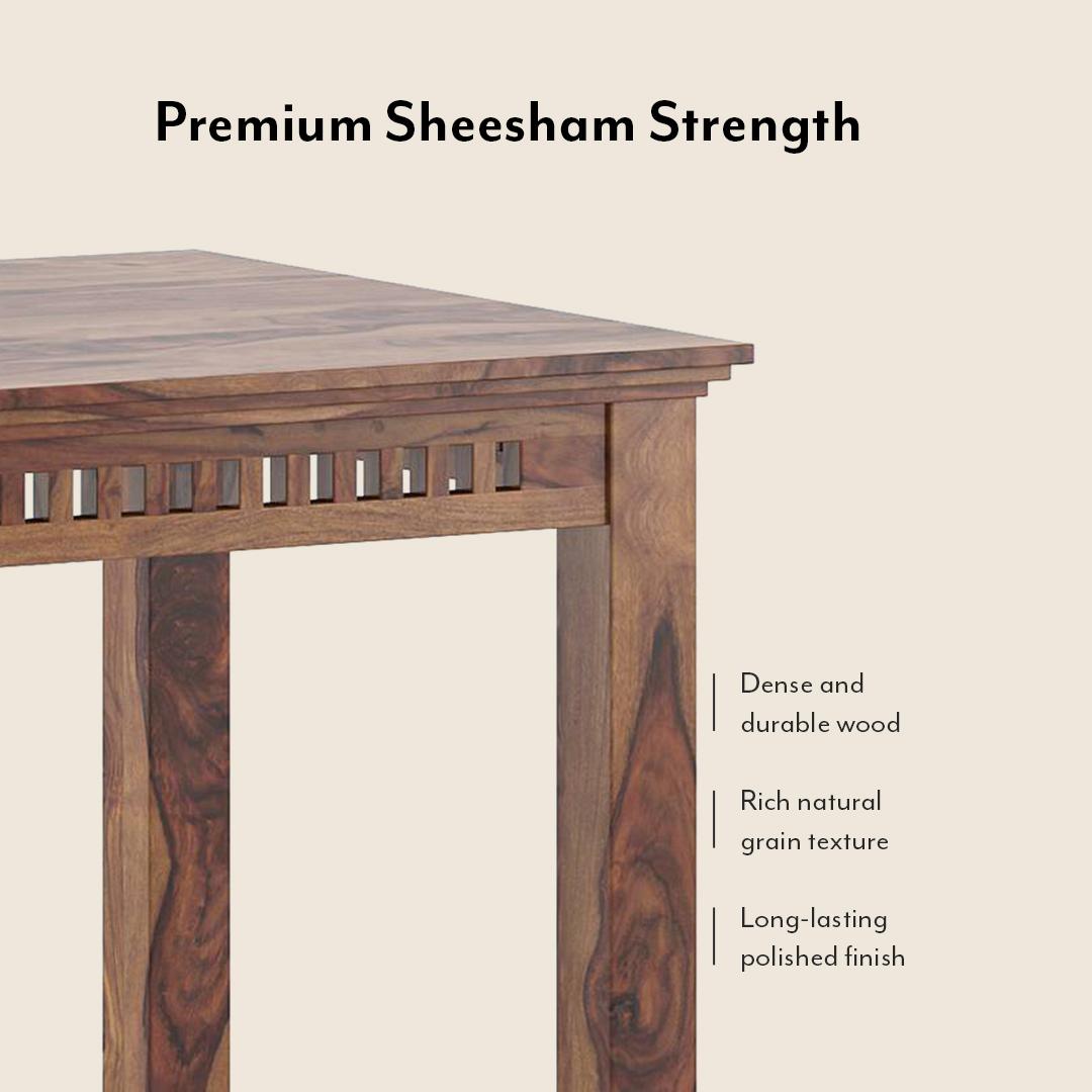 Fidora 4 Seater Dining Table With Set Of 4 Capra Dining Chairs (Finish- Teak, Colour- White)