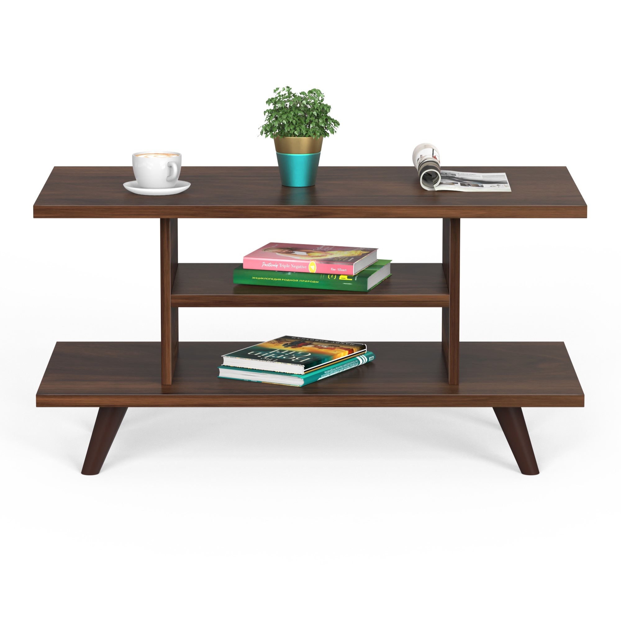 BLUEWUD Anatdol Standard Engineered Wood Coffee Center Sofa Tea, Teapoy Console Table for Sofa Set Living Room Home Hall Furniture (Brown Maple)