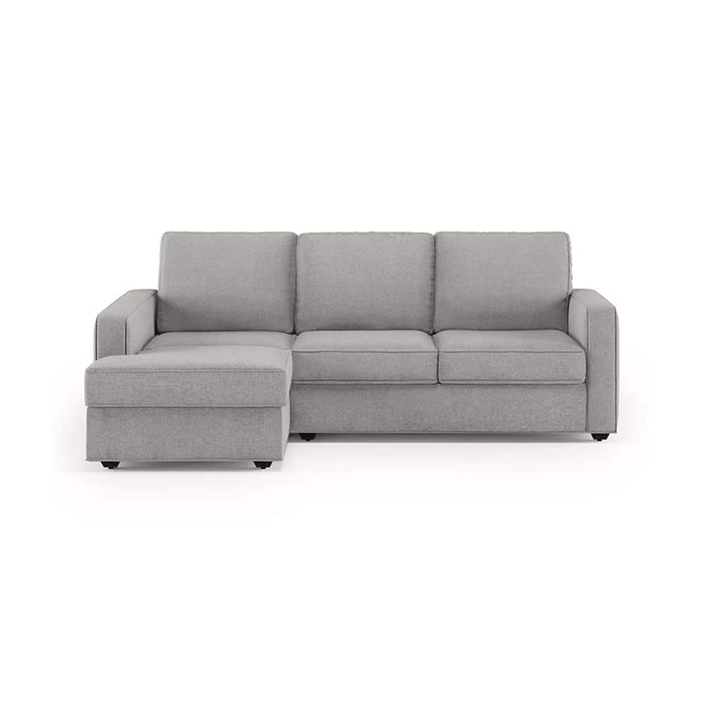 Apollo Fabric Sectional Sofa (Colour : Vapour Grey, Cushion : Hard, Back Type : Regular, Seating Capacity : Left Aligned 2 Seater + Left Aligned Chaise) - Urban Ladder