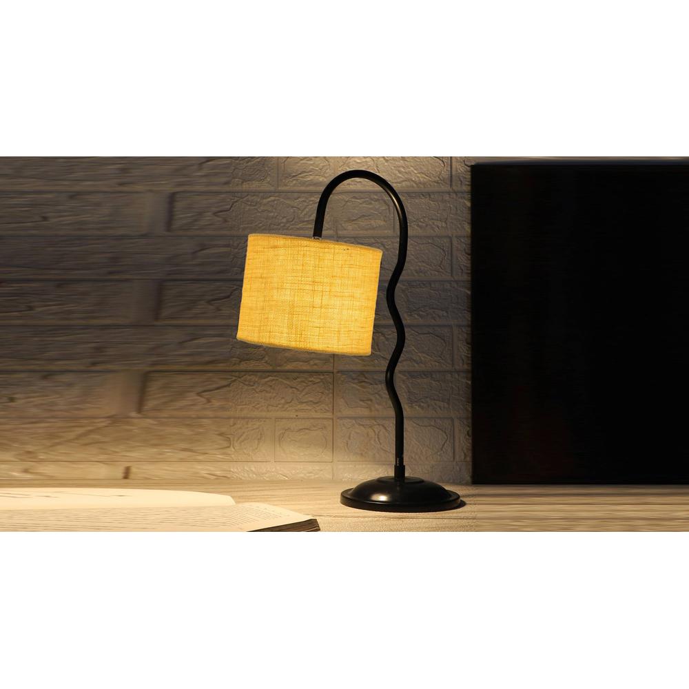 Yellow Jute Zig Zag Curvy table lamp with Iron Base (SP43)