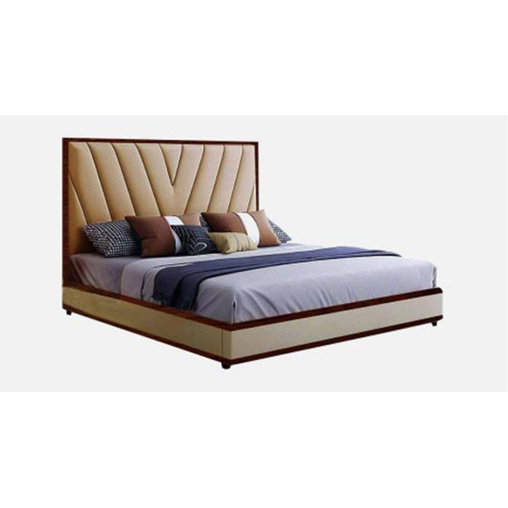 Vincent Engineered Wood Queen Size Non Storage Bed In Honey Oak Finish