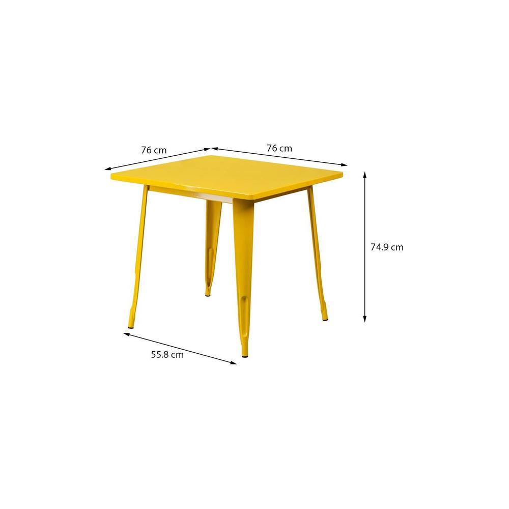 Tate Square Metal Outdoor Table in Yellow Colour with set of 4 Chairs